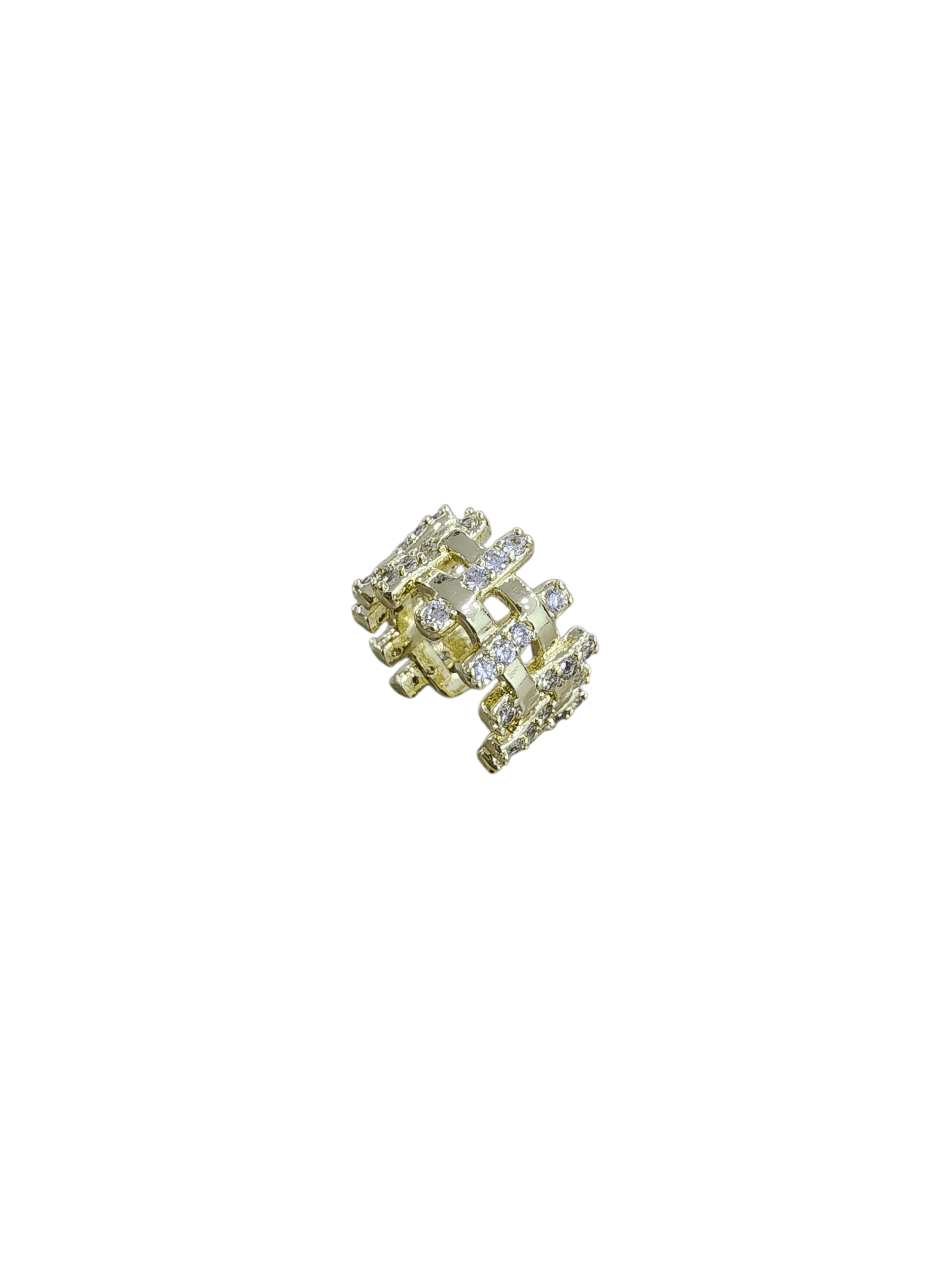 Gold Taş Geçişli Çit Sıkıştırmalı Kıkırdak Küpe