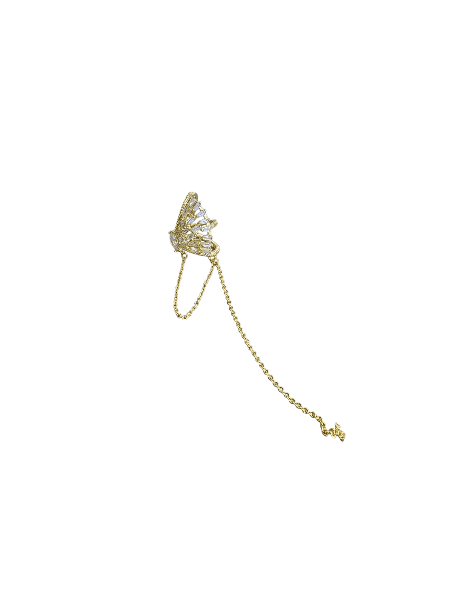 Gold Baget Taşlı Butterfly Sıkıştırmalı Kıkırdak Küpe