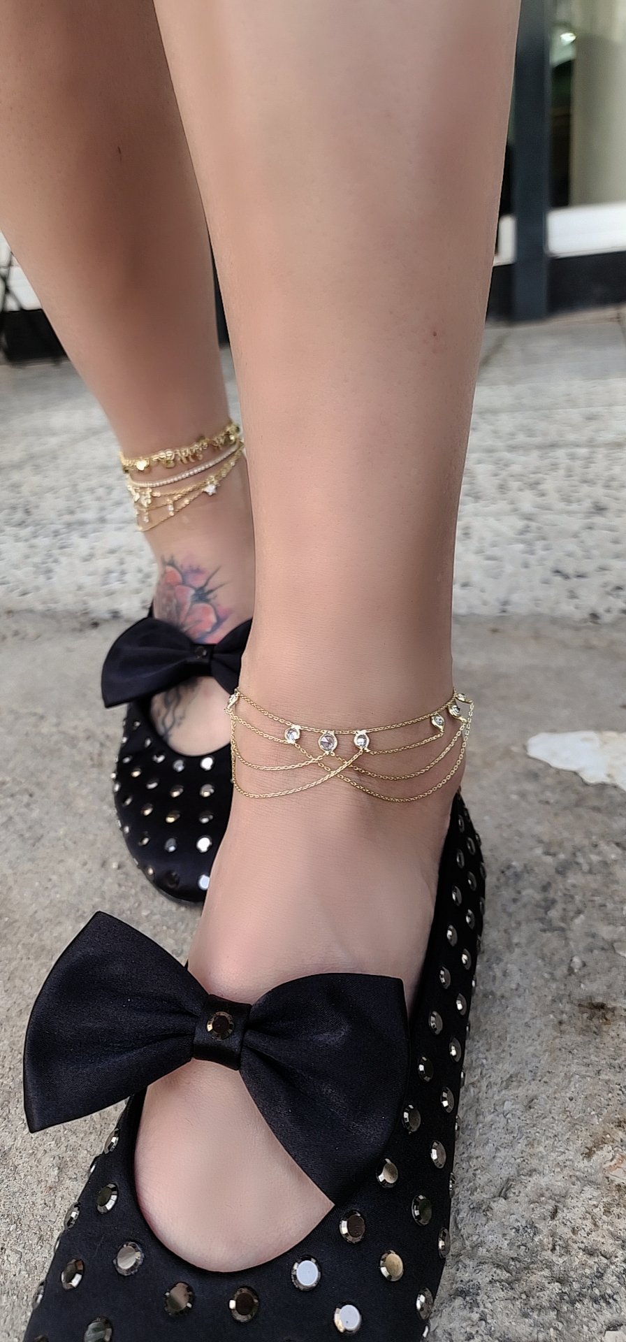 Gold Premium Seri Cam Taş Çoklu Halhal 