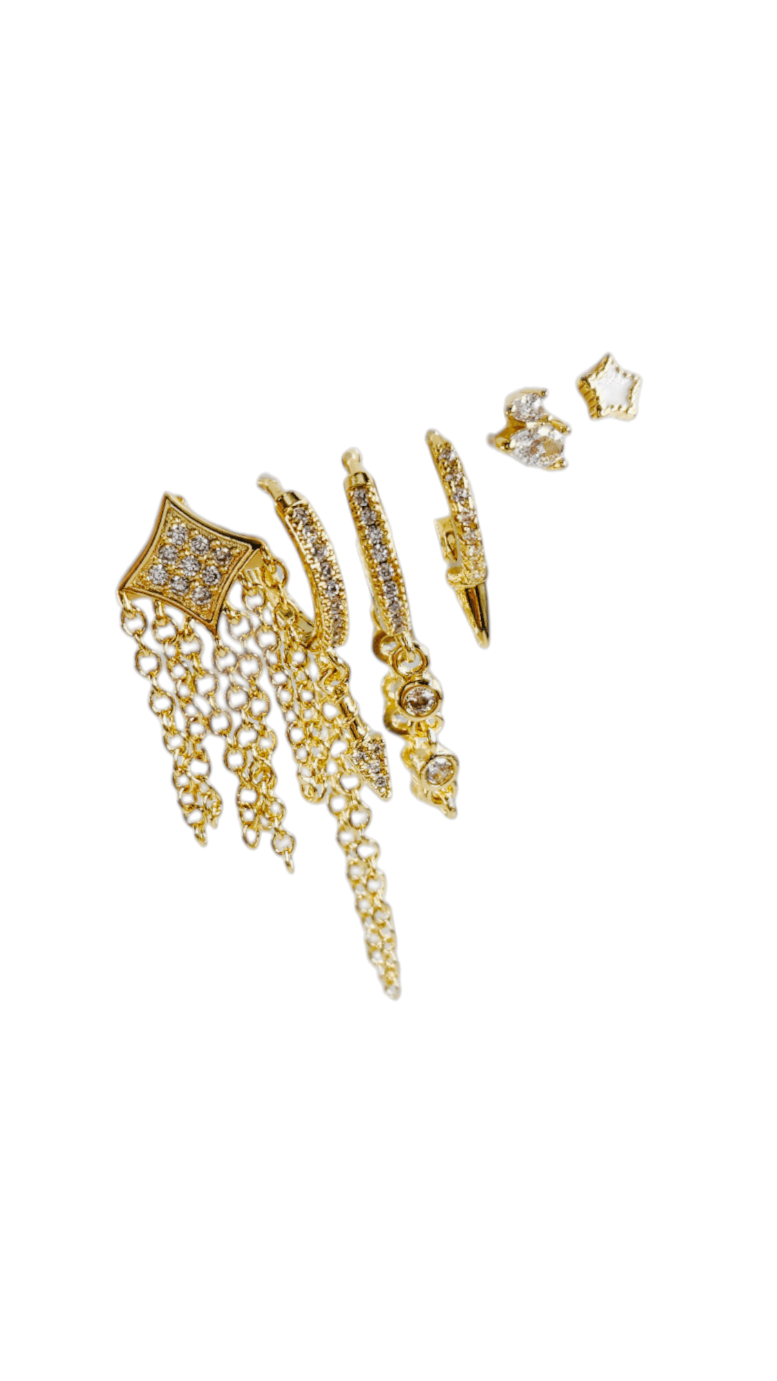 Gold Zincir Sallantılı Set Küpe