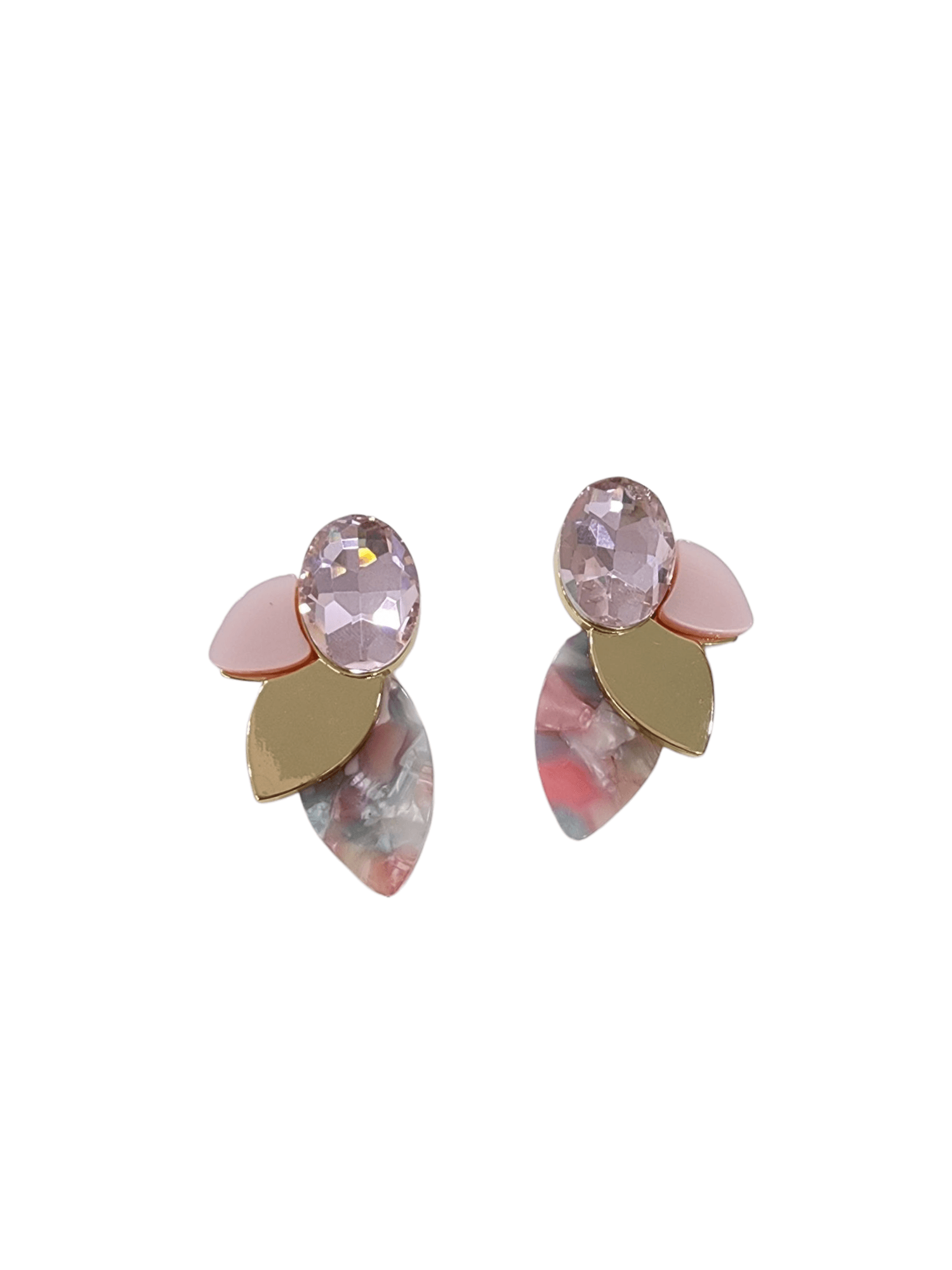 Gold Pembe Tonlu Küpe