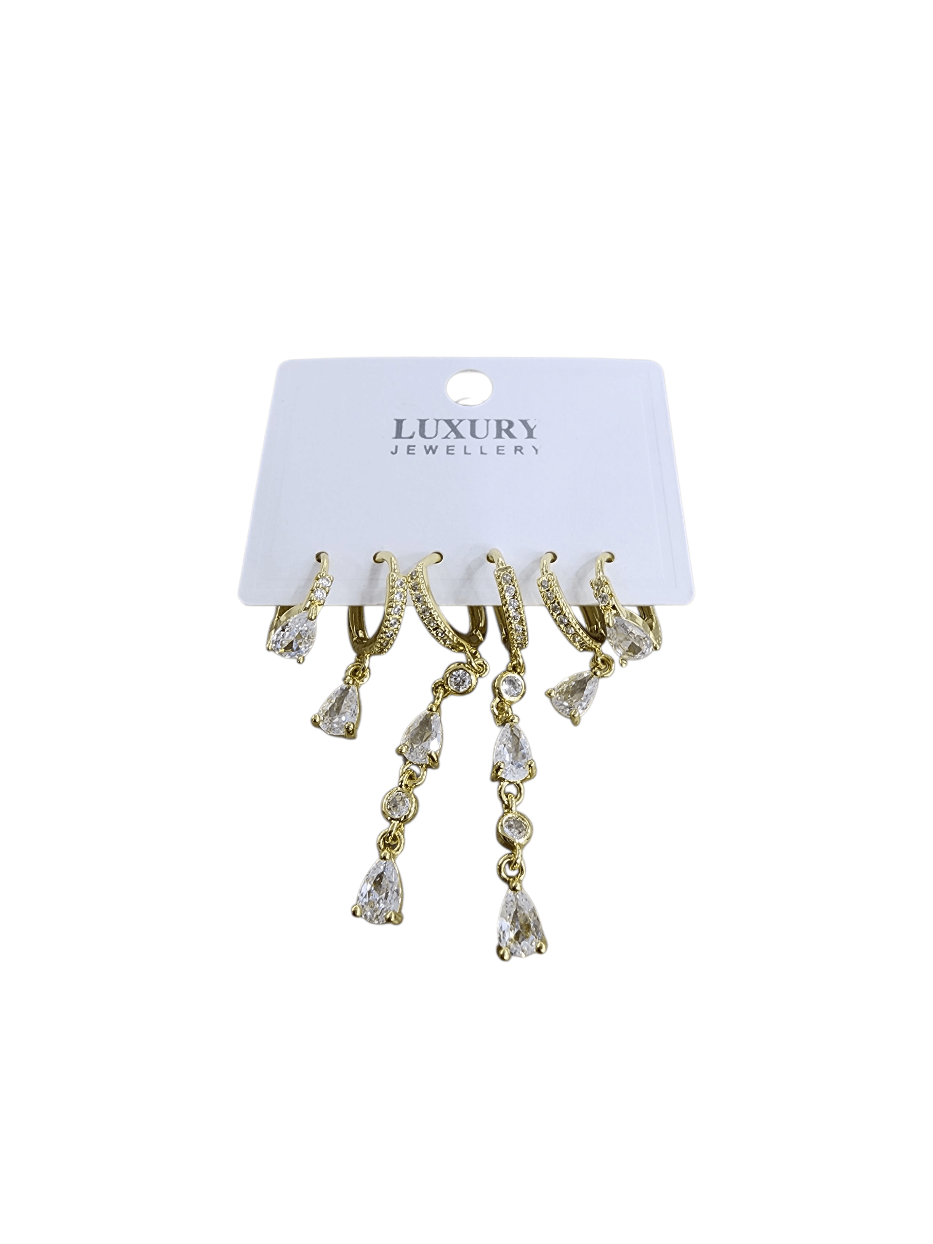 Gold Damla Altılı Set Küpe 