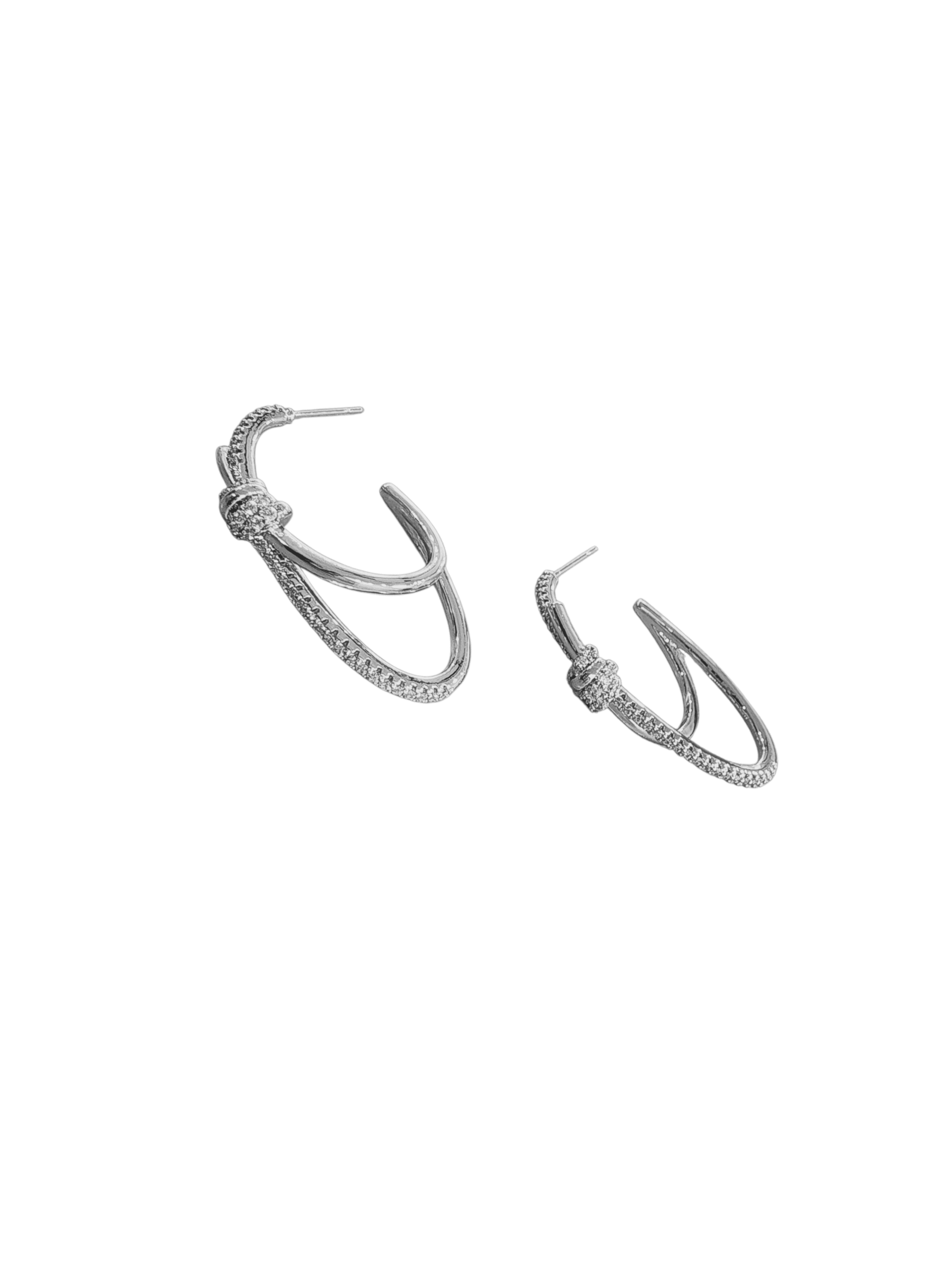 Silver Oval Düğüm Küpe 