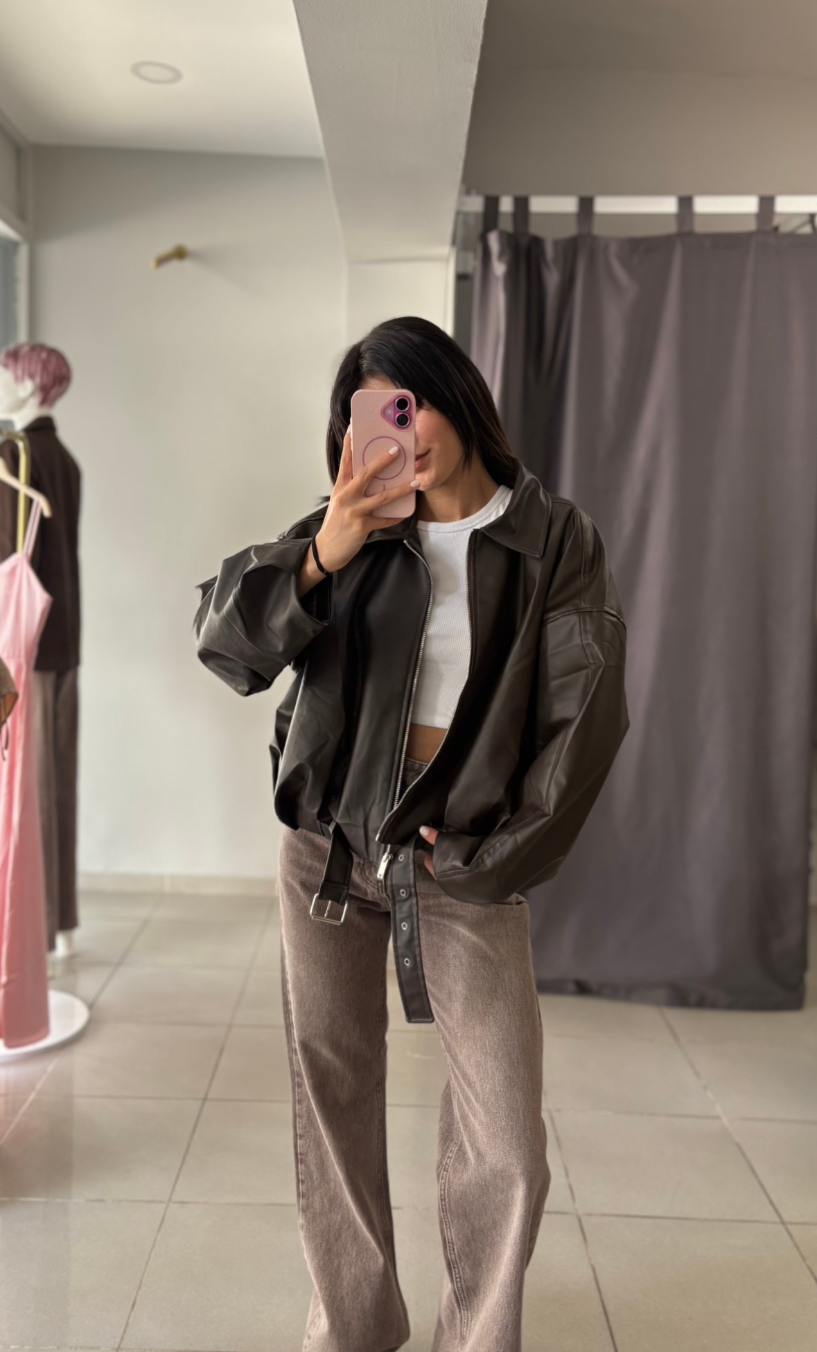 OVERSIZE DERİ CEKET 