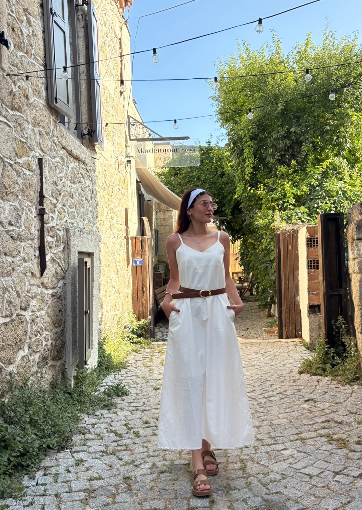 İp Askılı Keten Elbise (ASTARLI)