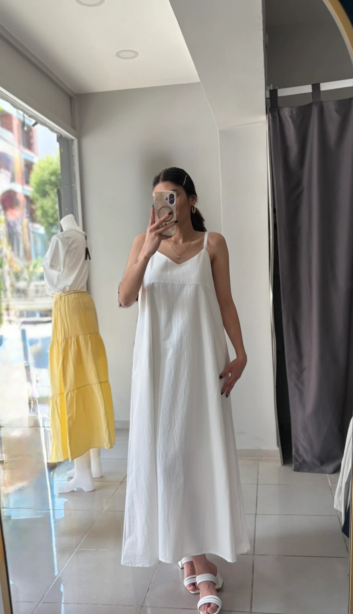 İp Askılı Keten Elbise (ASTARLI)