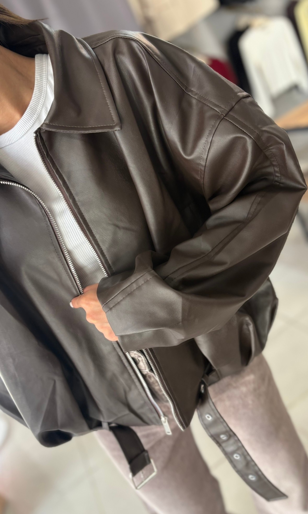 OVERSIZE DERİ CEKET 