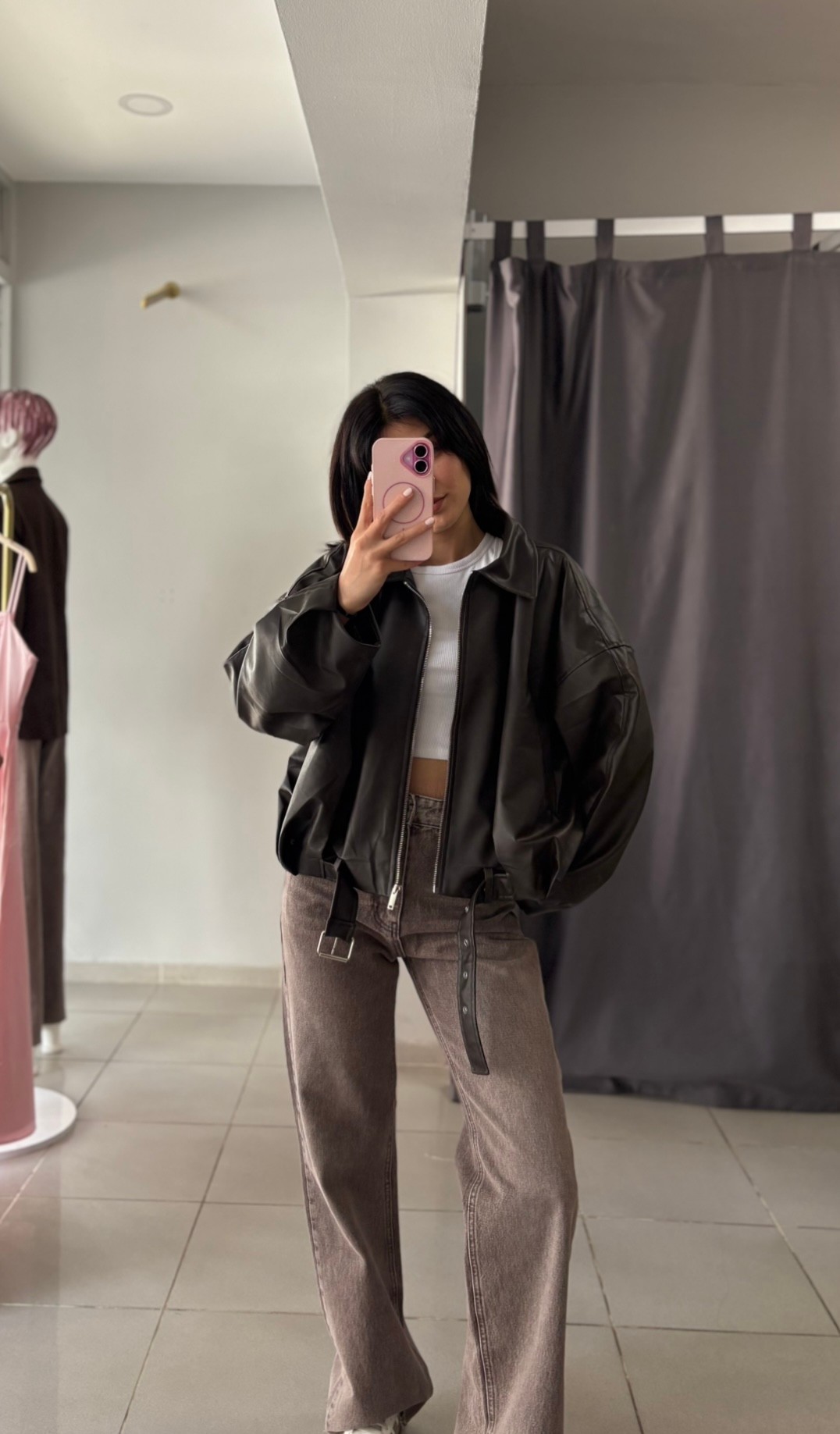 OVERSIZE DERİ CEKET 