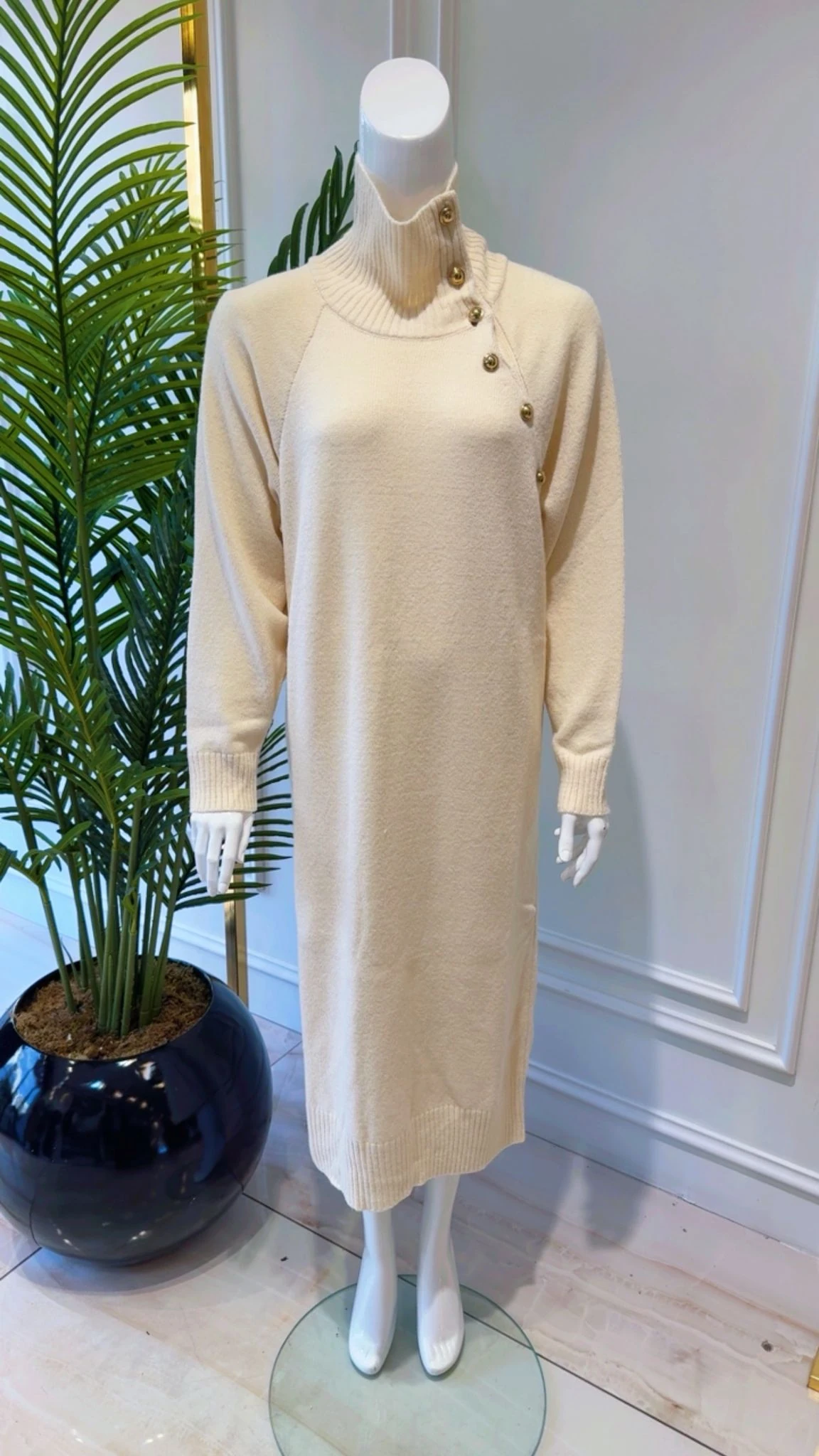 CLOCHE KUŞAKLI TRİKO ELBİSE