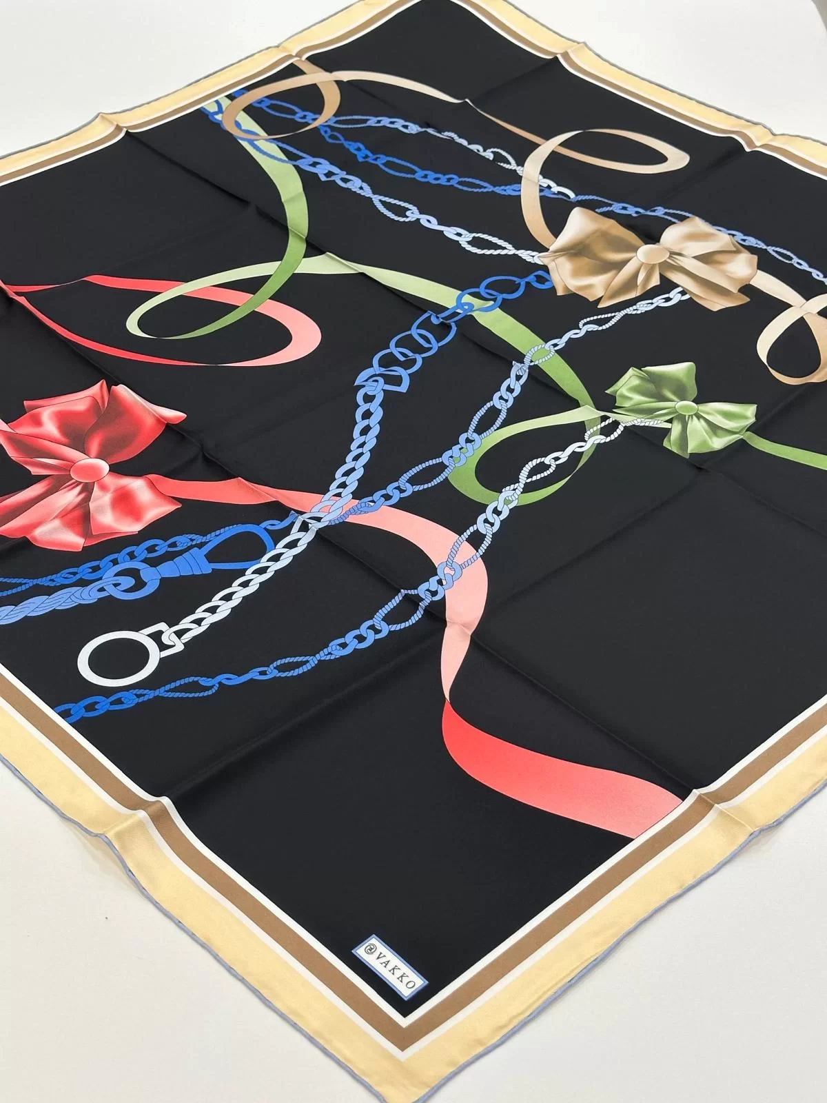 VAKKO DESENLİ İPEK EŞARP