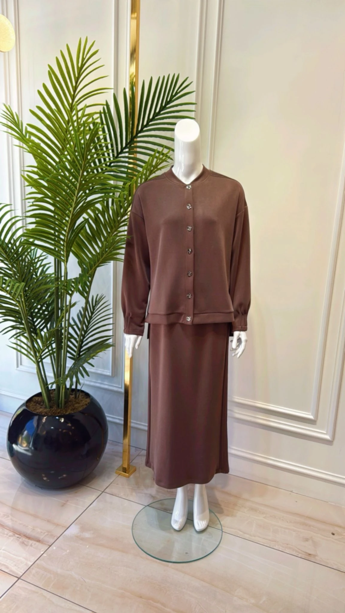 TIĞ TRİKO NERVÜR DETAYLI ETEKLİ TAKIM