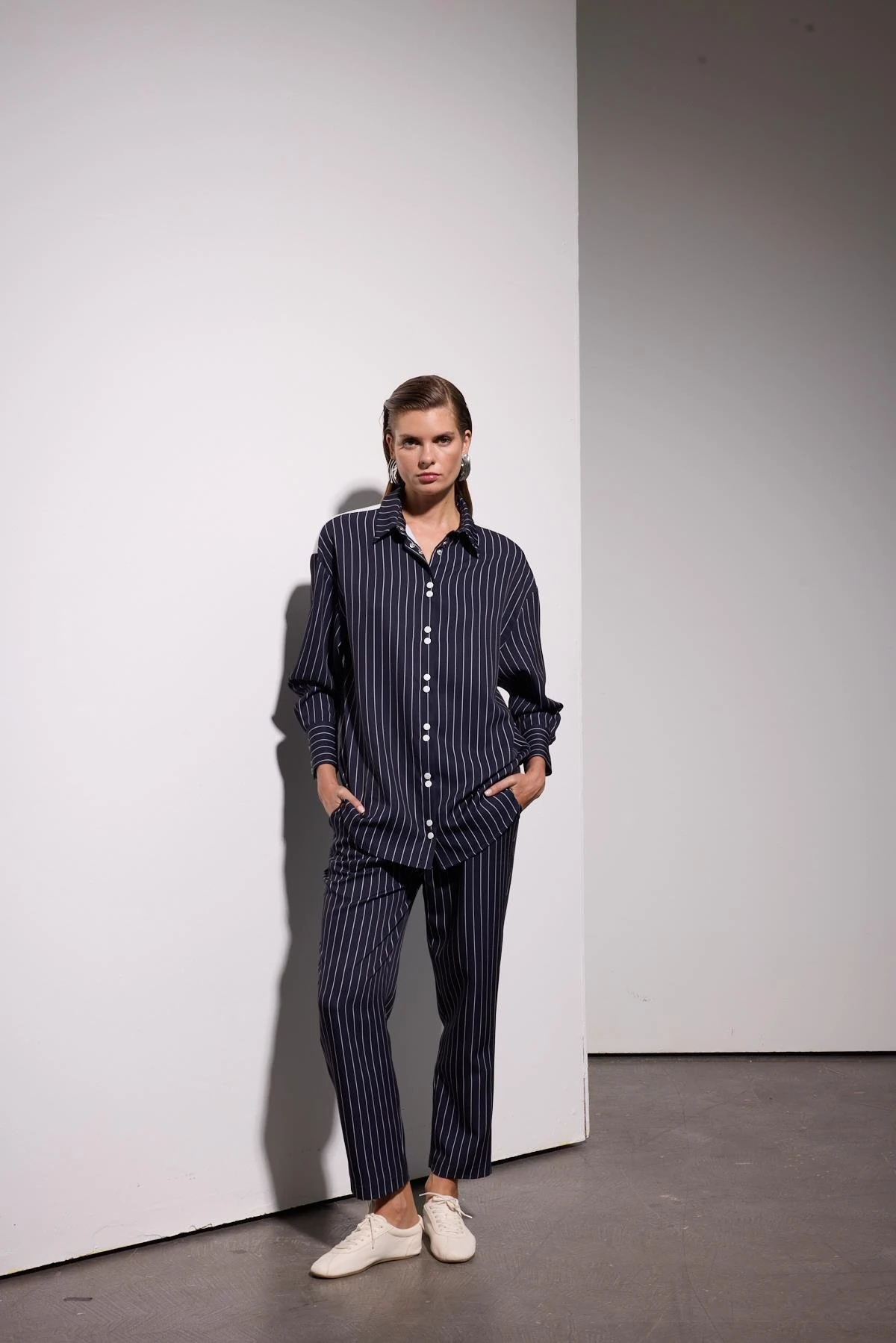 MSSM TRİKO GARNİ ÇİZGİLİ LACİVERT TAKIM