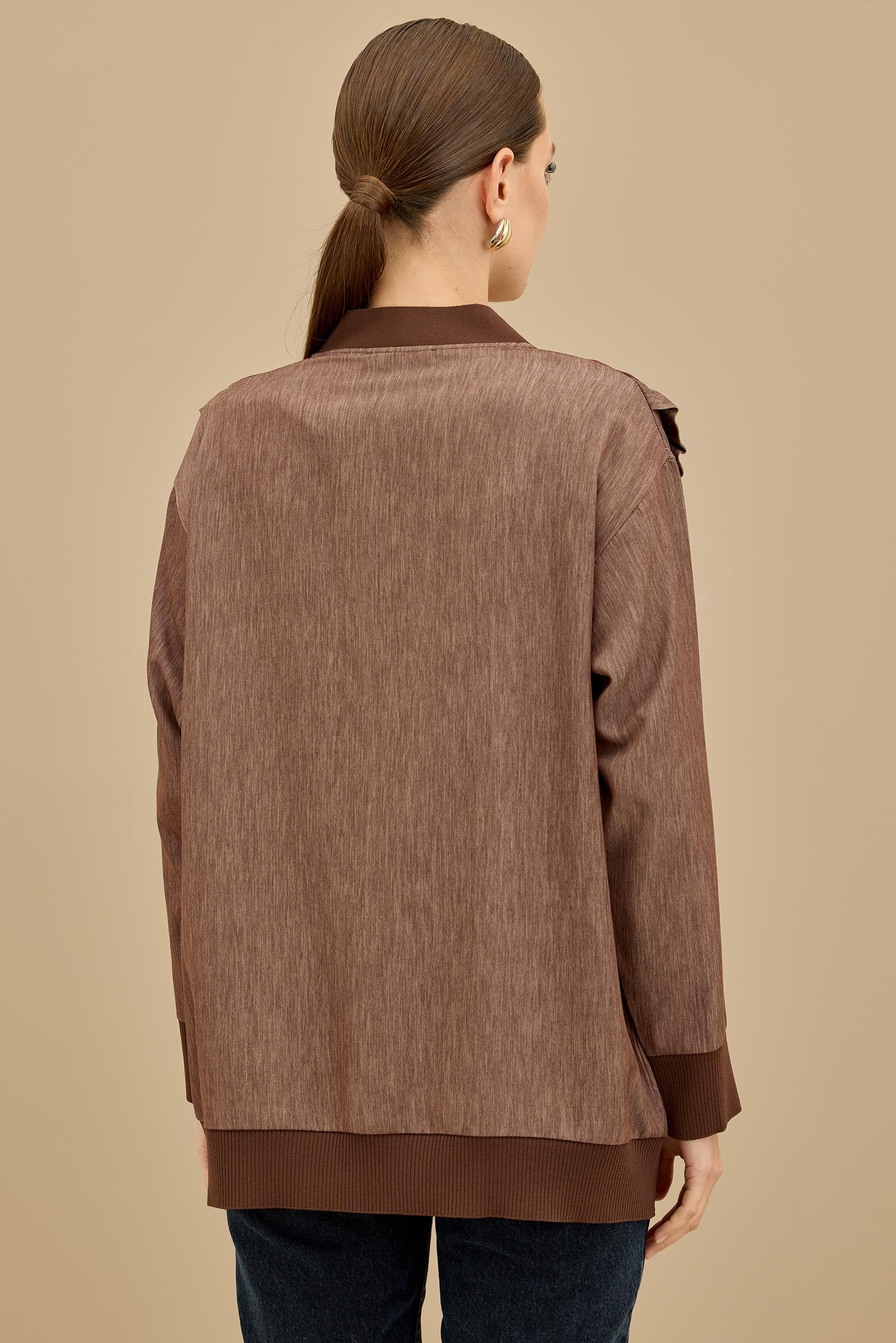 TIĞ TRİKO KOLU KOT DETAYLI TRİKO KOMBİNLİ HIRKA