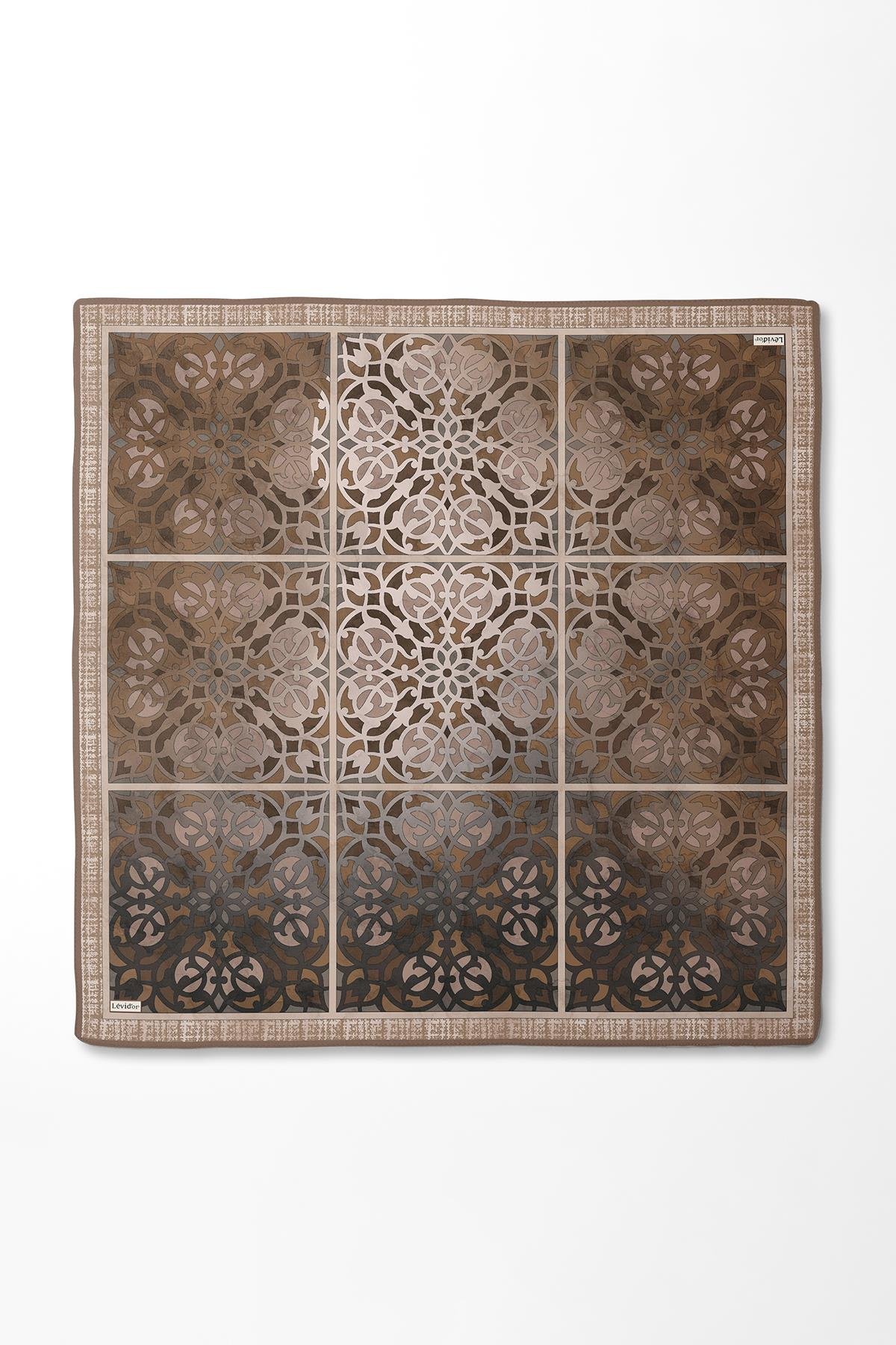 LEVİDOR DESENLİ TİVİL İPEK EŞARP