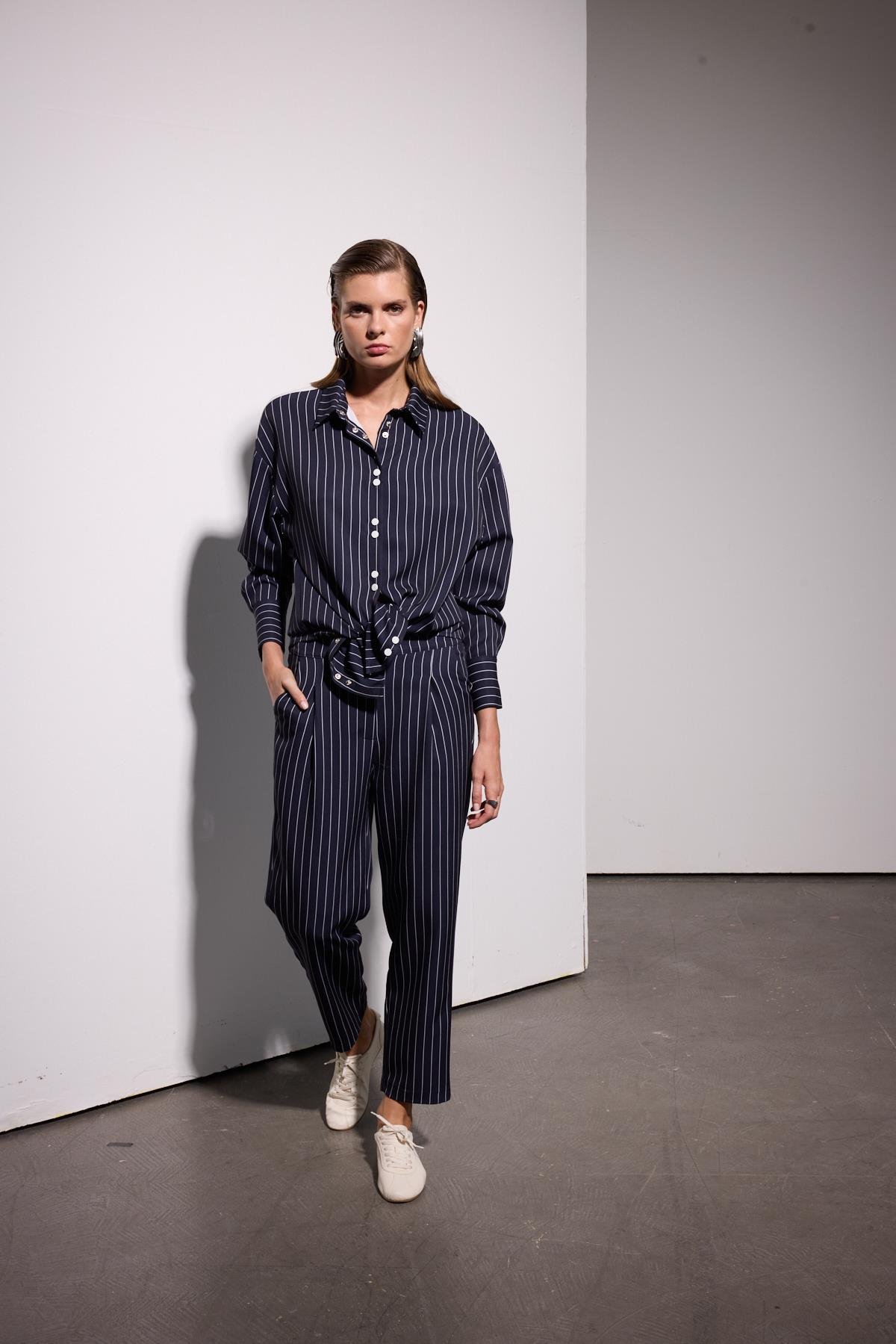 MSSM TRİKO GARNİ ÇİZGİLİ LACİVERT TAKIM