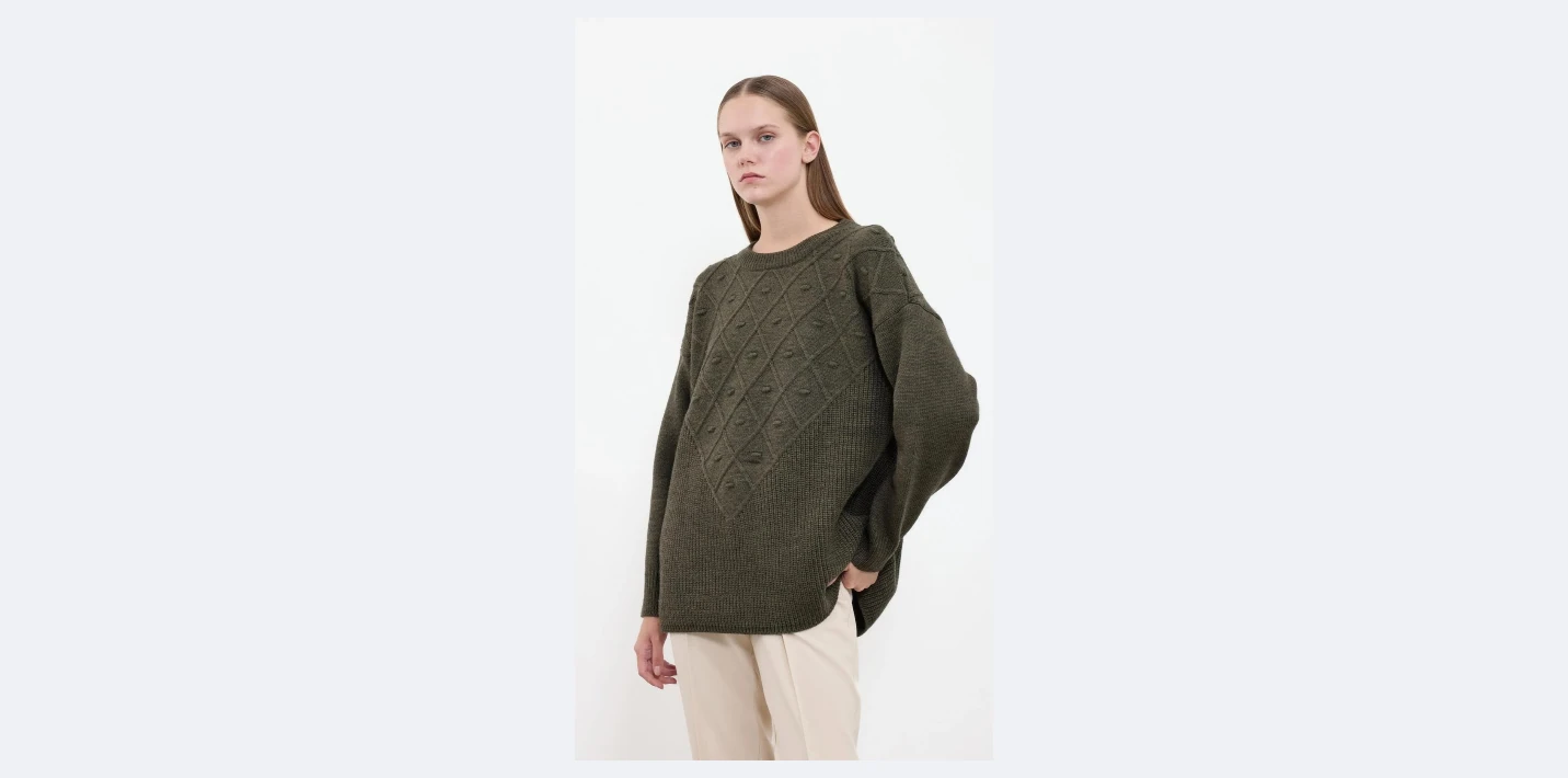 CLOCHE BAKLAVA DESEN TRİKO KAZAK