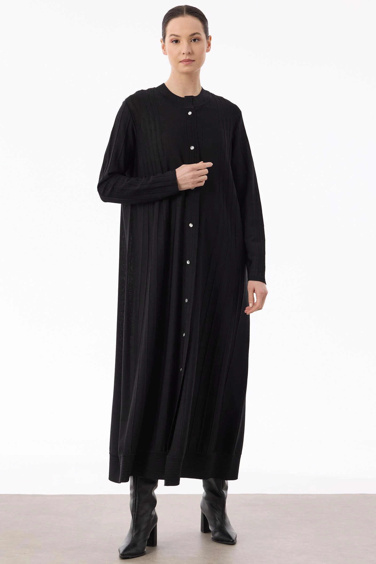 TIĞ TRIKO NERVÜR DETAYLI MAX BOY TRİKO RAYON HIRKA