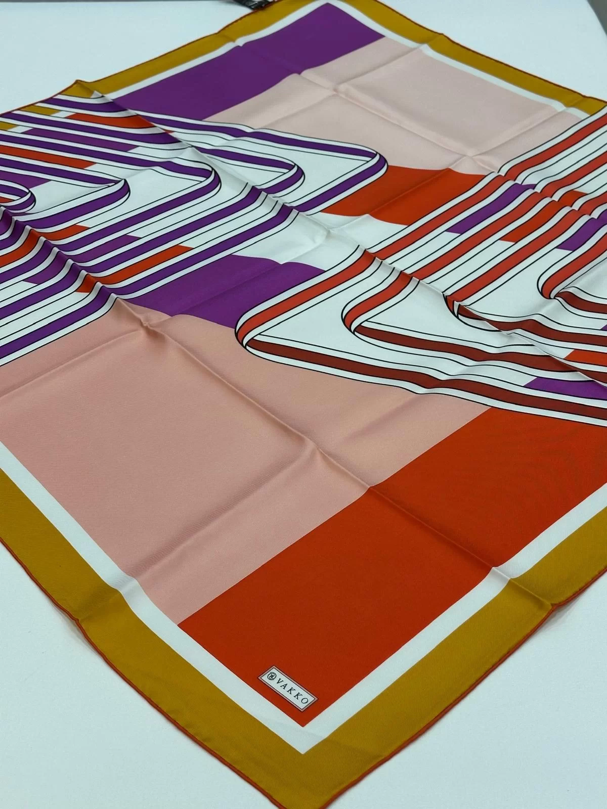 VAKKO DESENLİ TİVİL İPEK EŞARP