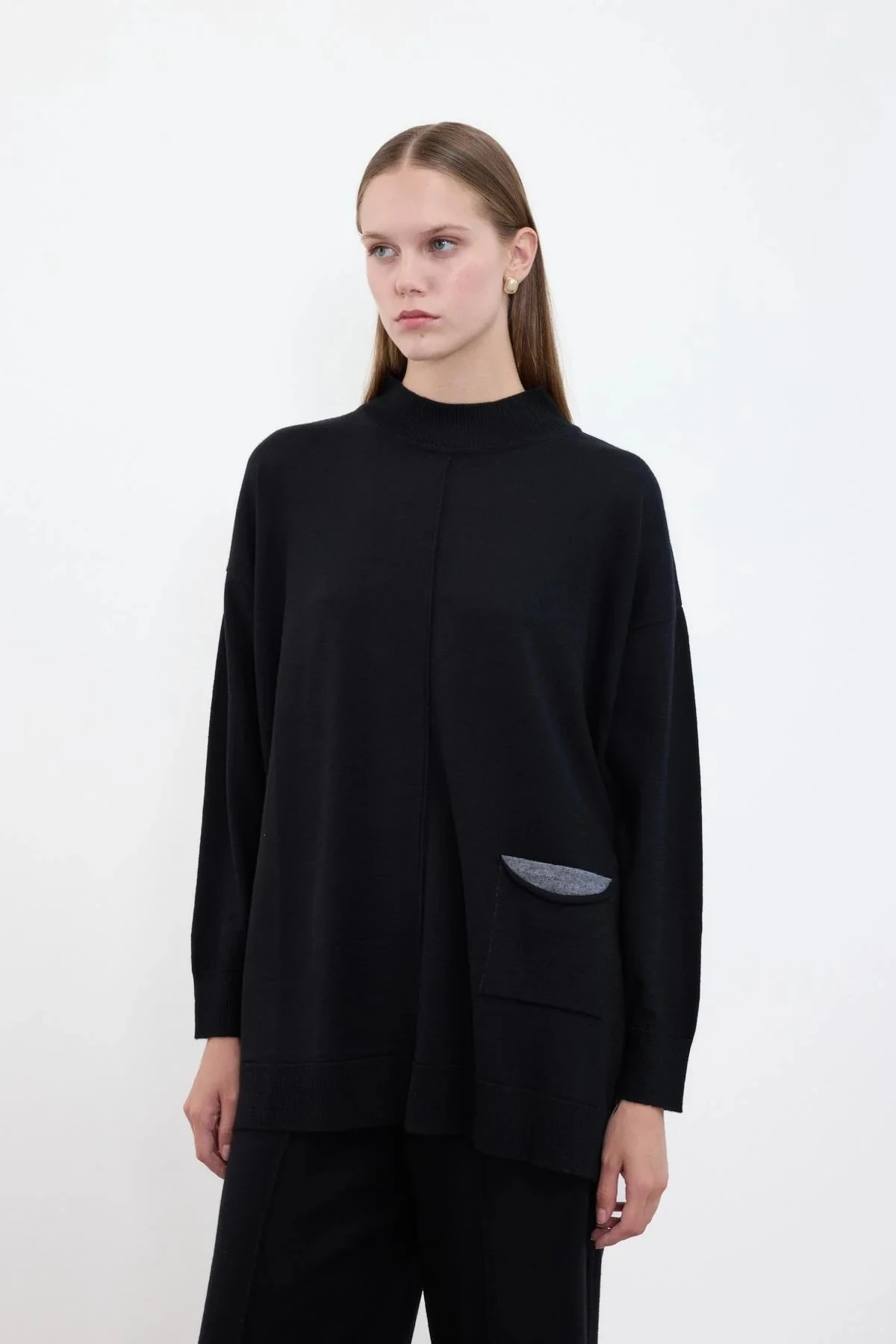 CLOCHE SİYAH UZUN TRİKO TUNİK