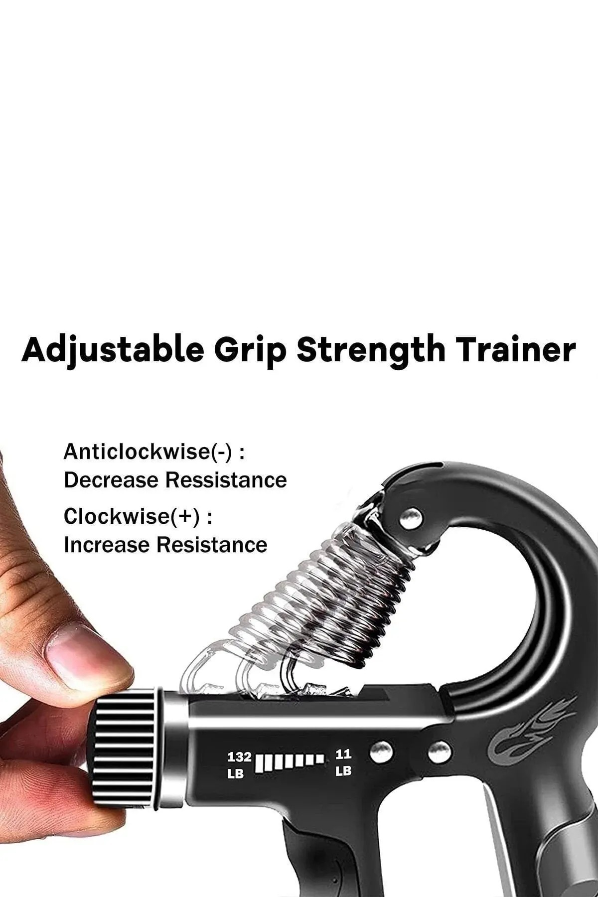 Sayaçlı Bilek Güçlendirme Yayı 5-60 Kg Siyah