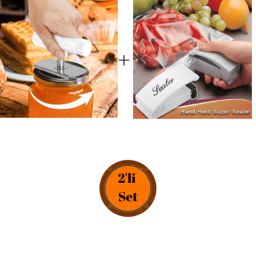 Poşet Kapatıcı Handy Sealer+Ayarlanabilir Konserve Kavanoz Açma Aparatı