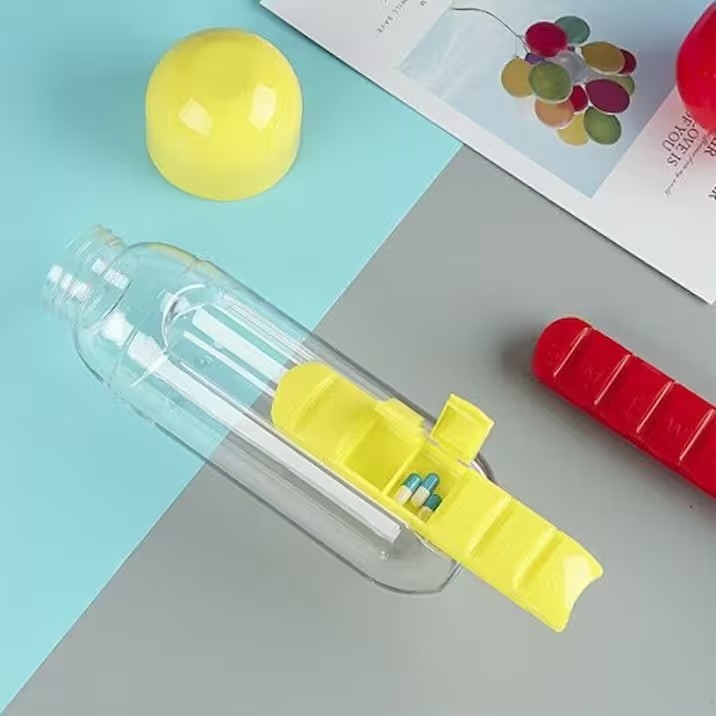 600 ML Pillbox Su Matarası Sarı