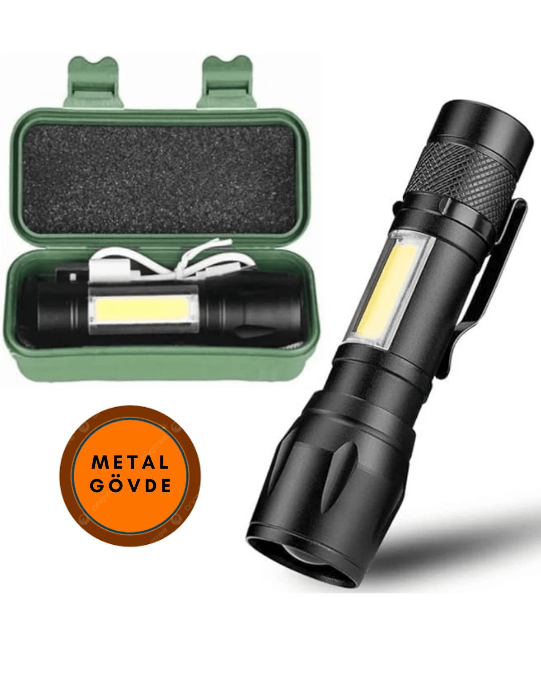 2 Adet Q-Max Xpe Usb Charge Zomlu El Feneri