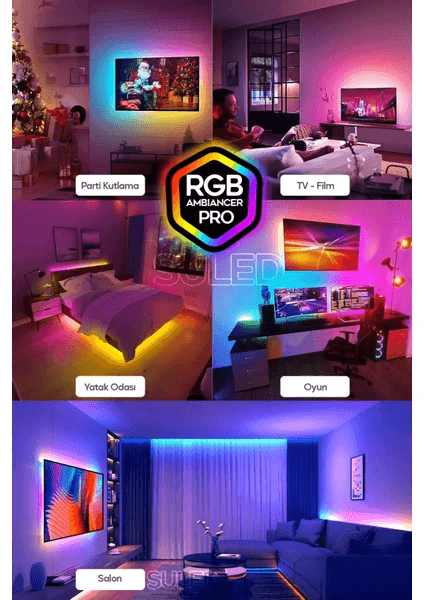 Şerit LED 5 Metre Animasyonlu Tak Çalıştır Kumandalı Trafolu Rgb Şerit Işık Ambiyans
