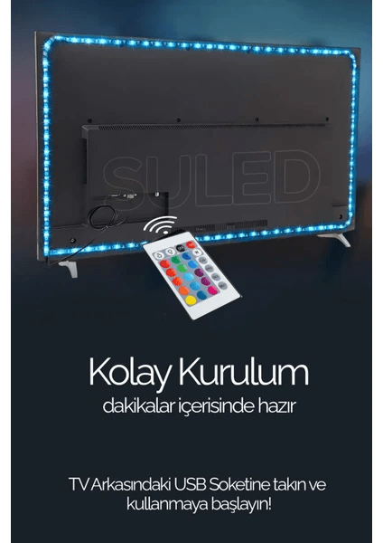 Şerit LED 5 Metre Animasyonlu Tak Çalıştır Kumandalı Trafolu Rgb Şerit Işık Ambiyans
