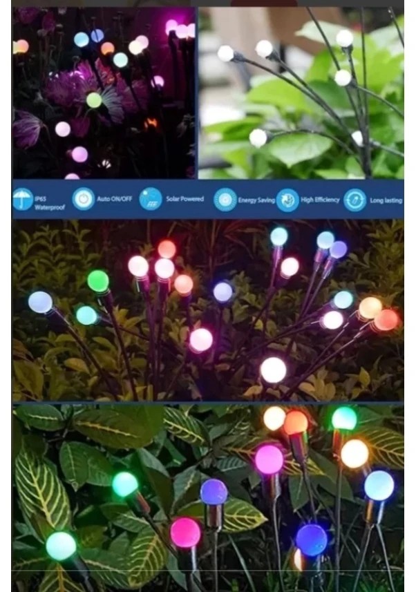 8 Led'li Güneş Enerjili Bahçe Çiti Aydınlatma Lamba (Renkli)