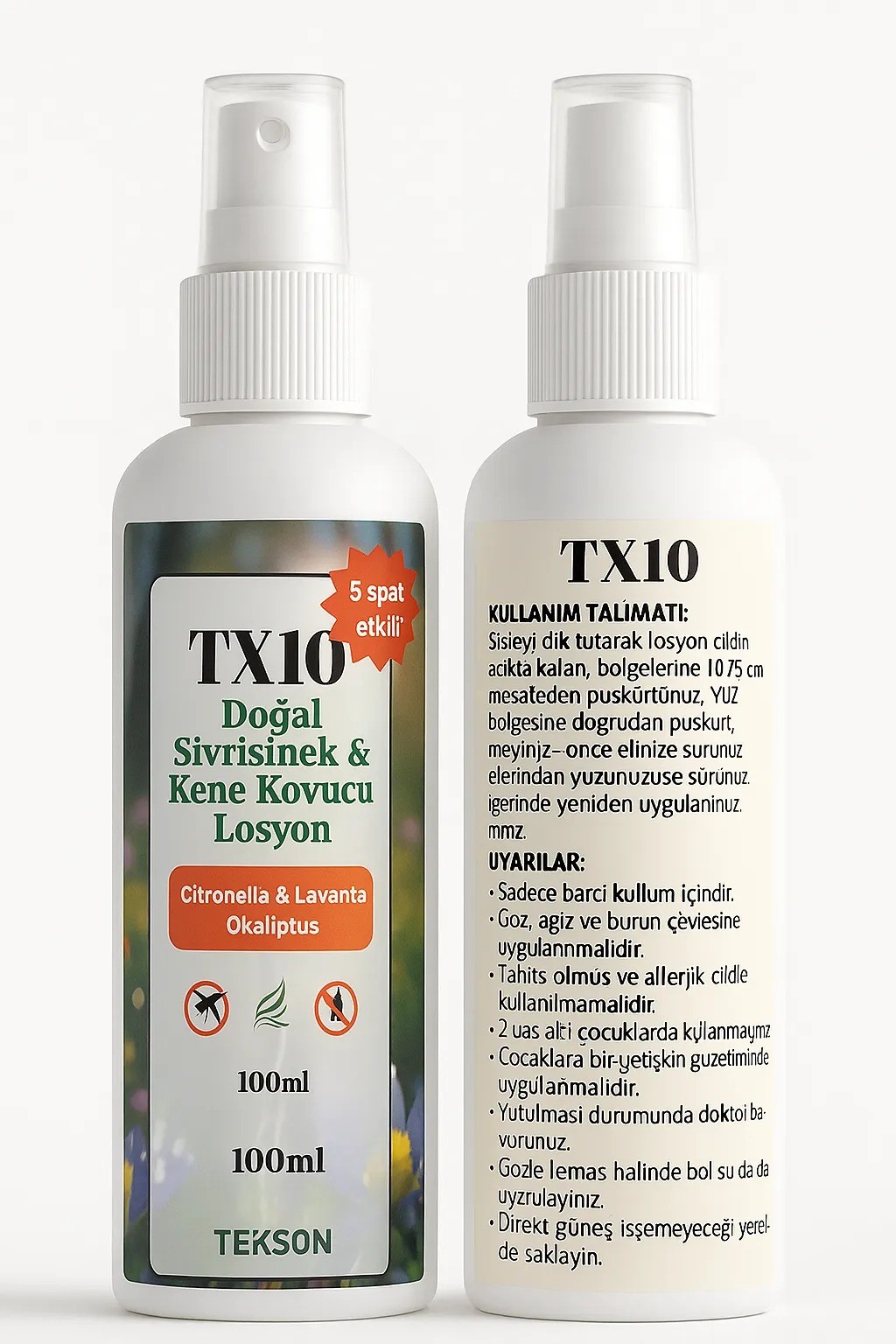 KİREX Tx10 Sivrisinek Ve Kene Kovucu Doğal Spray Okaliptüs 6 Saat Etkili 100ml