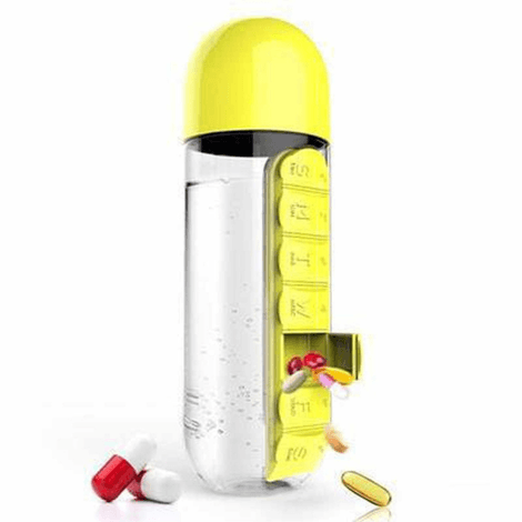 600 ML Pillbox Su Matarası Sarı