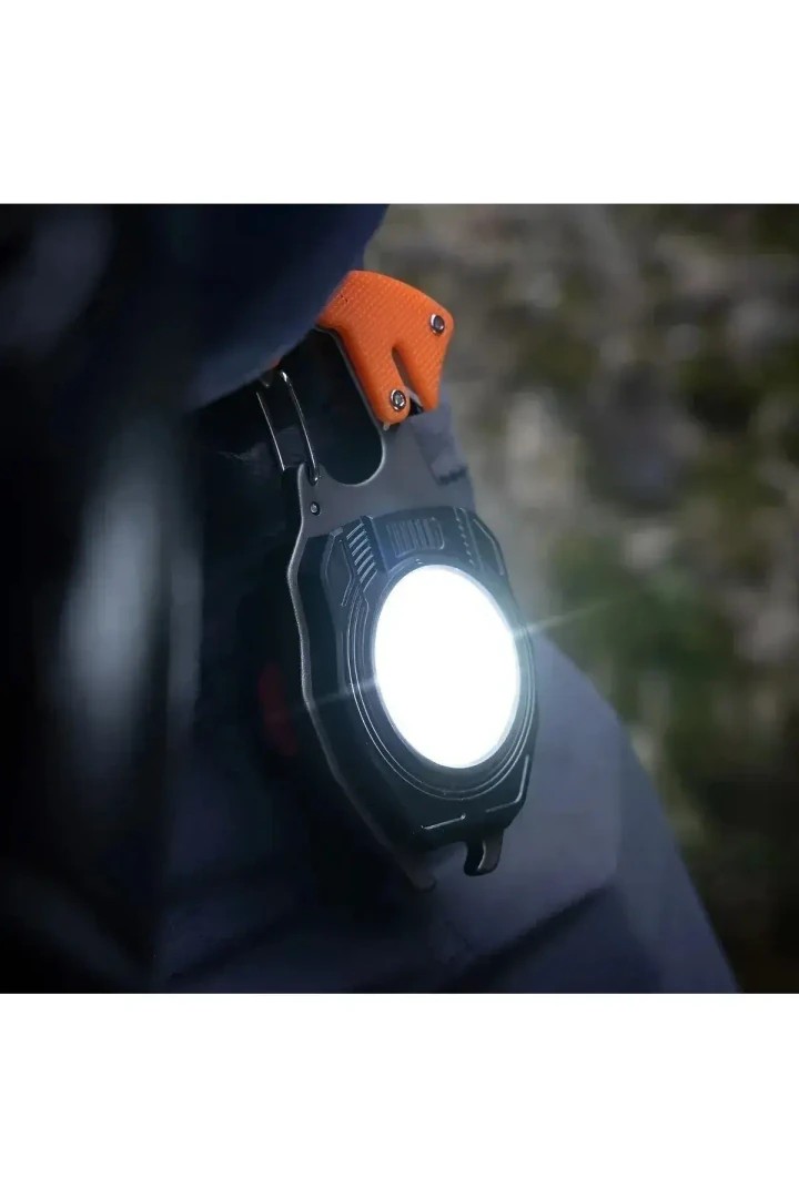 Q-Max Çok Fonksiyonlu Mini Led Lamba Anahtarlık ve Çakmak USB Şarjlı Kamp İçin Taşınabilir Tam 7 Modlu