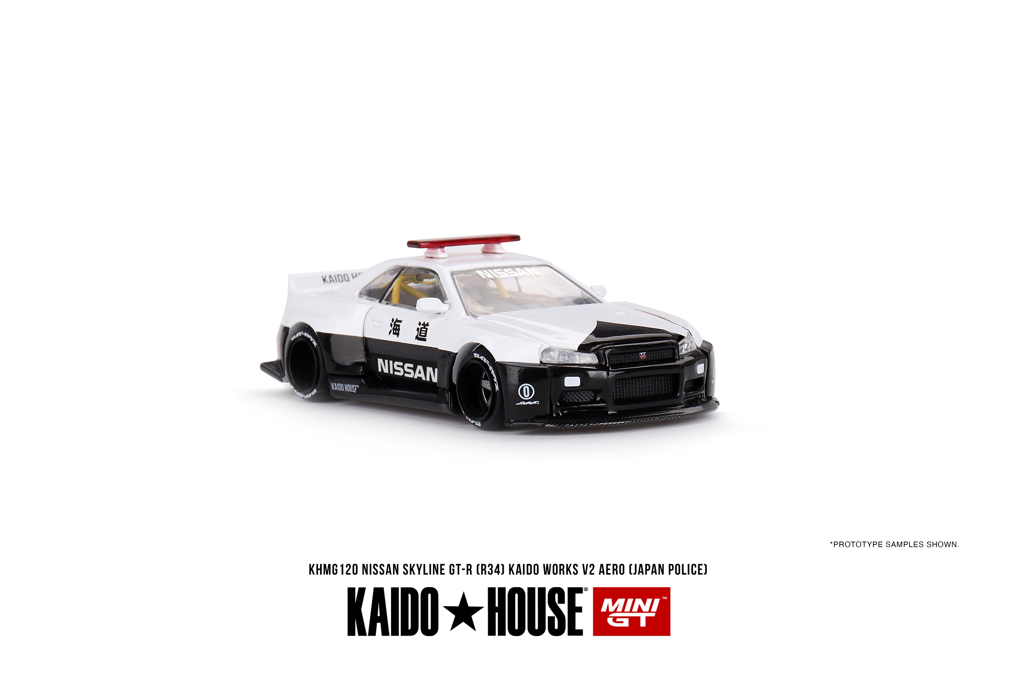 Mini GT KaidoHouse Nissan Skyline GT-R R34 Kaido Works (V2 Aero) Police