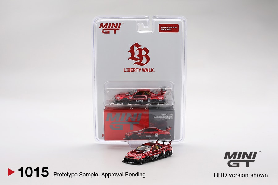 Mini GT LB-ER34 Super Silhouette Nissan Skyline Red Chrome Exclusive Model