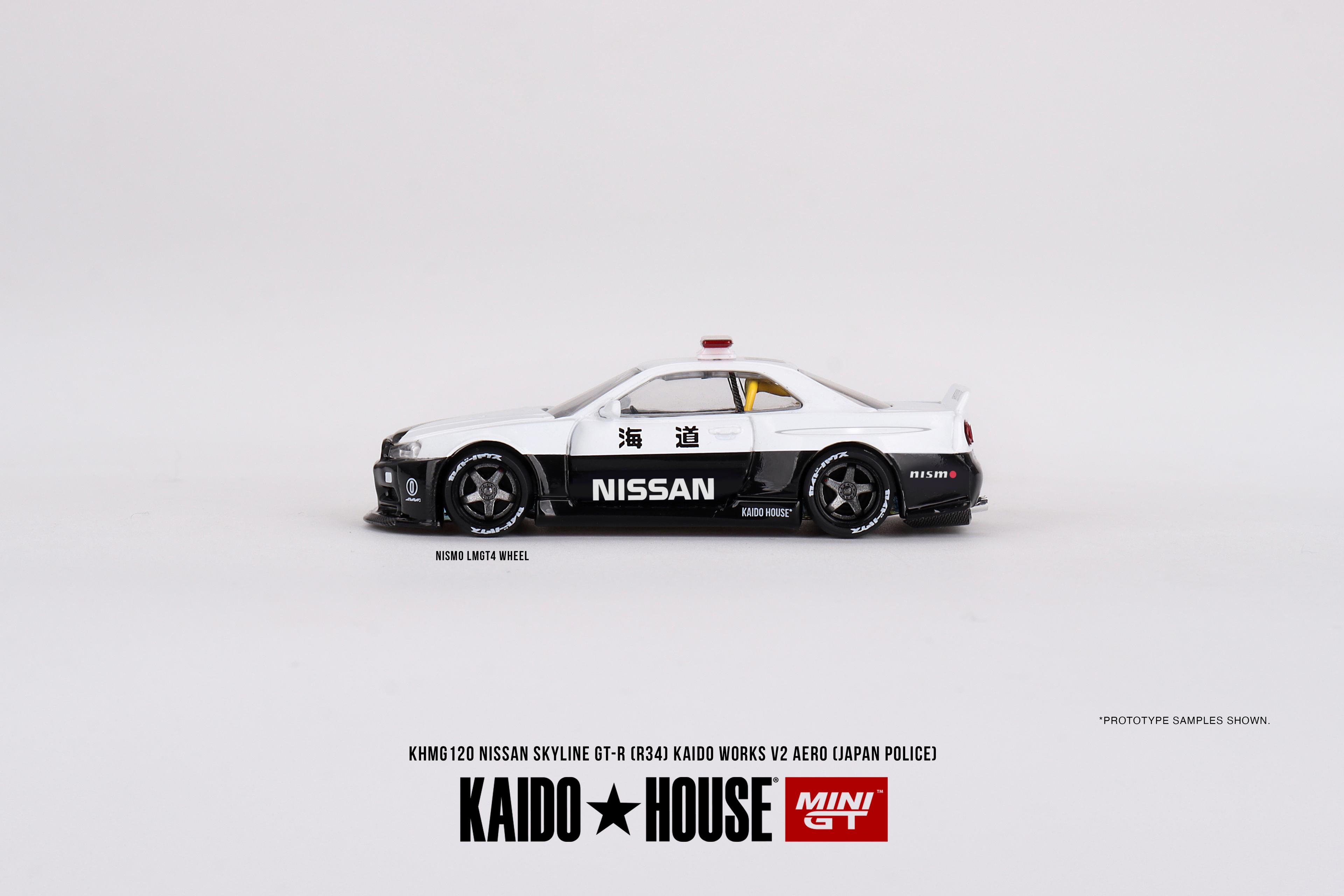 Mini GT KaidoHouse Nissan Skyline GT-R R34 Kaido Works (V2 Aero) Police