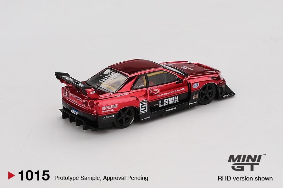 Mini GT LB-ER34 Super Silhouette Nissan Skyline Red Chrome Exclusive Model