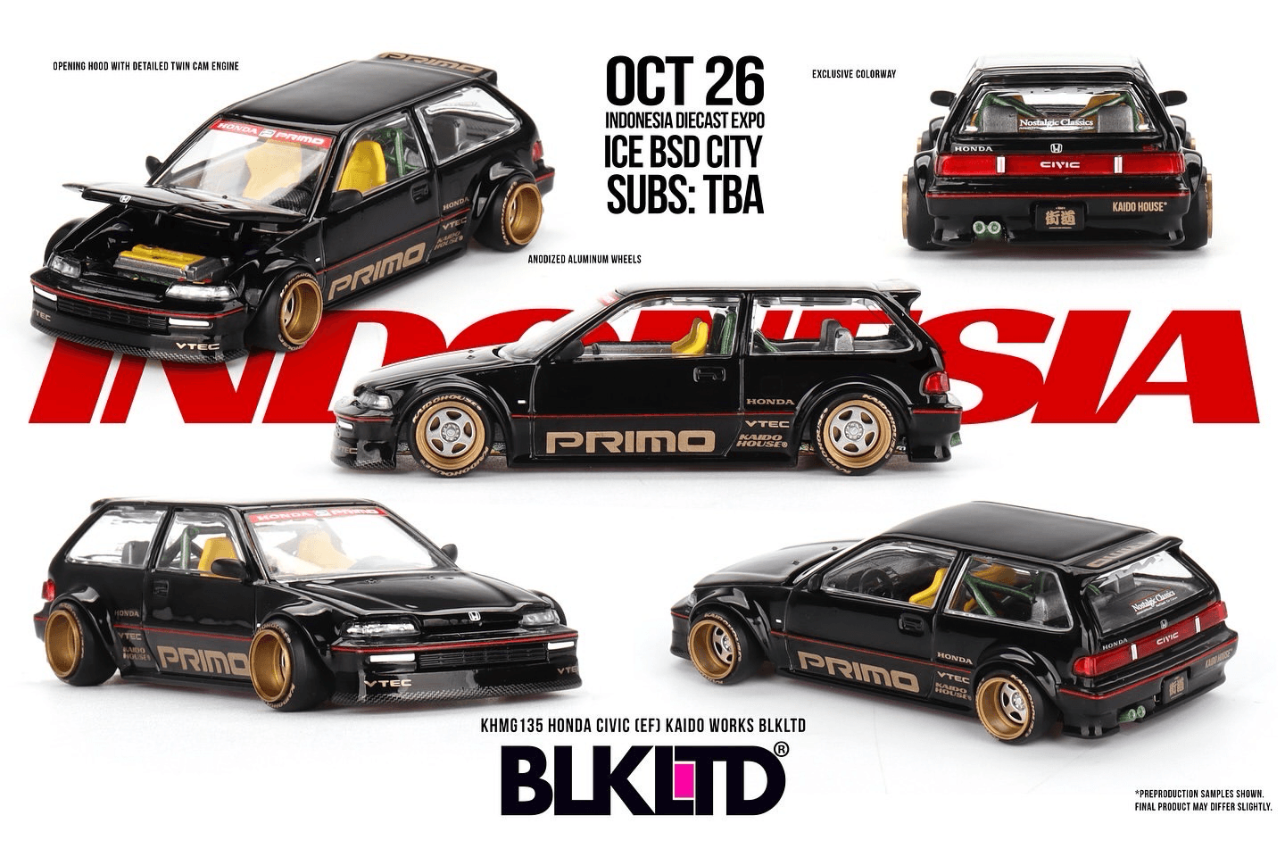 Mini GT KaidoHouse Honda Civic (EF) Kaido Works Black Limited