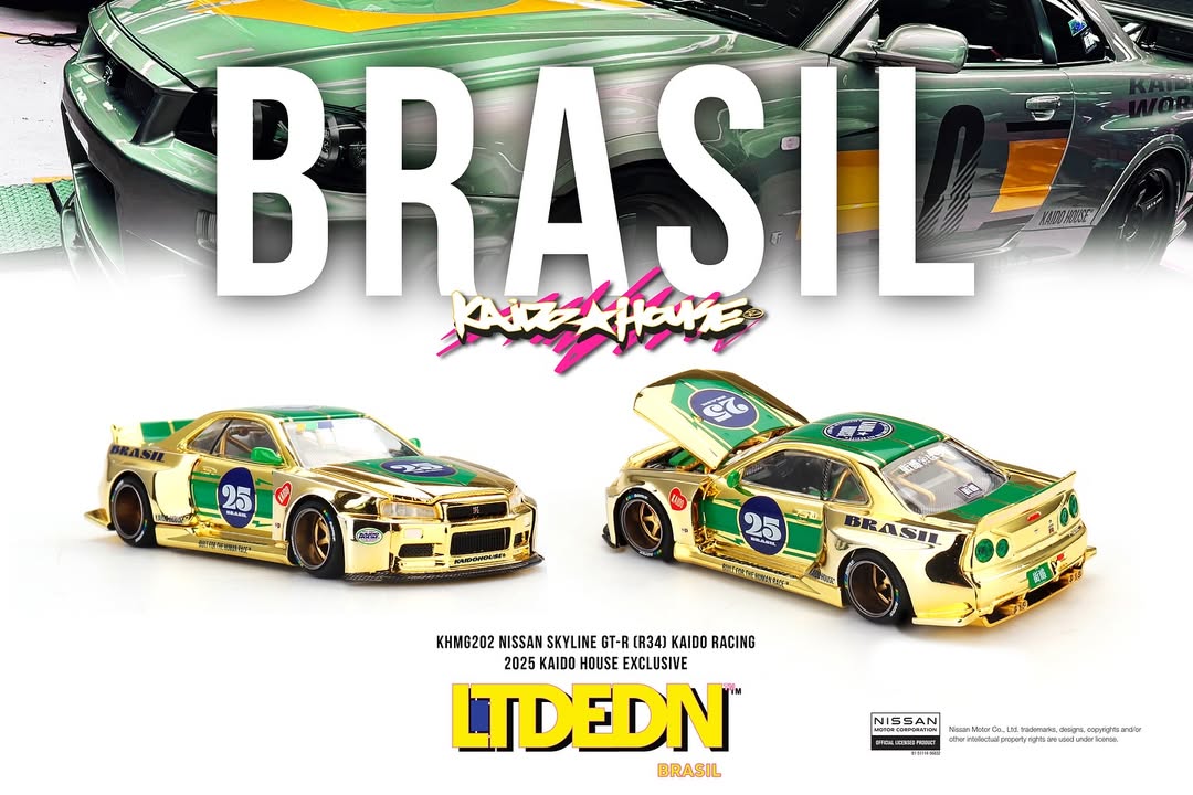 Mini GT KaidoHouse Nissan Skyline GT-R (R34) KAIDO RACING 2025 Salao Diecast Exclusive LTDEDN