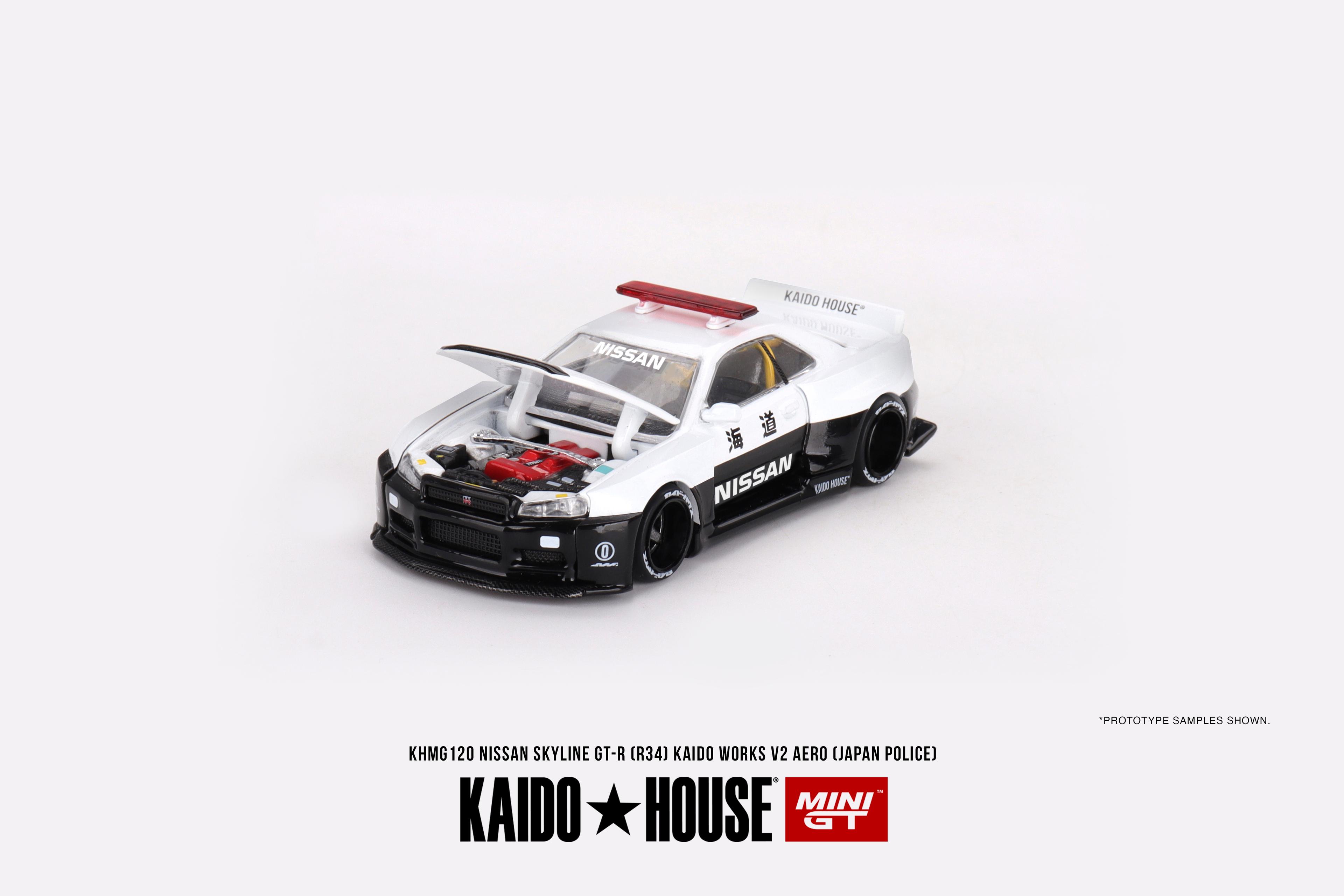 Mini GT KaidoHouse Nissan Skyline GT-R R34 Kaido Works (V2 Aero) Police