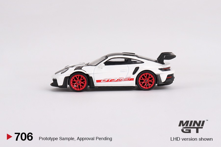 Mini GT Porsche 911 (992) GT3 RS Weissach Package White with Pyro Red