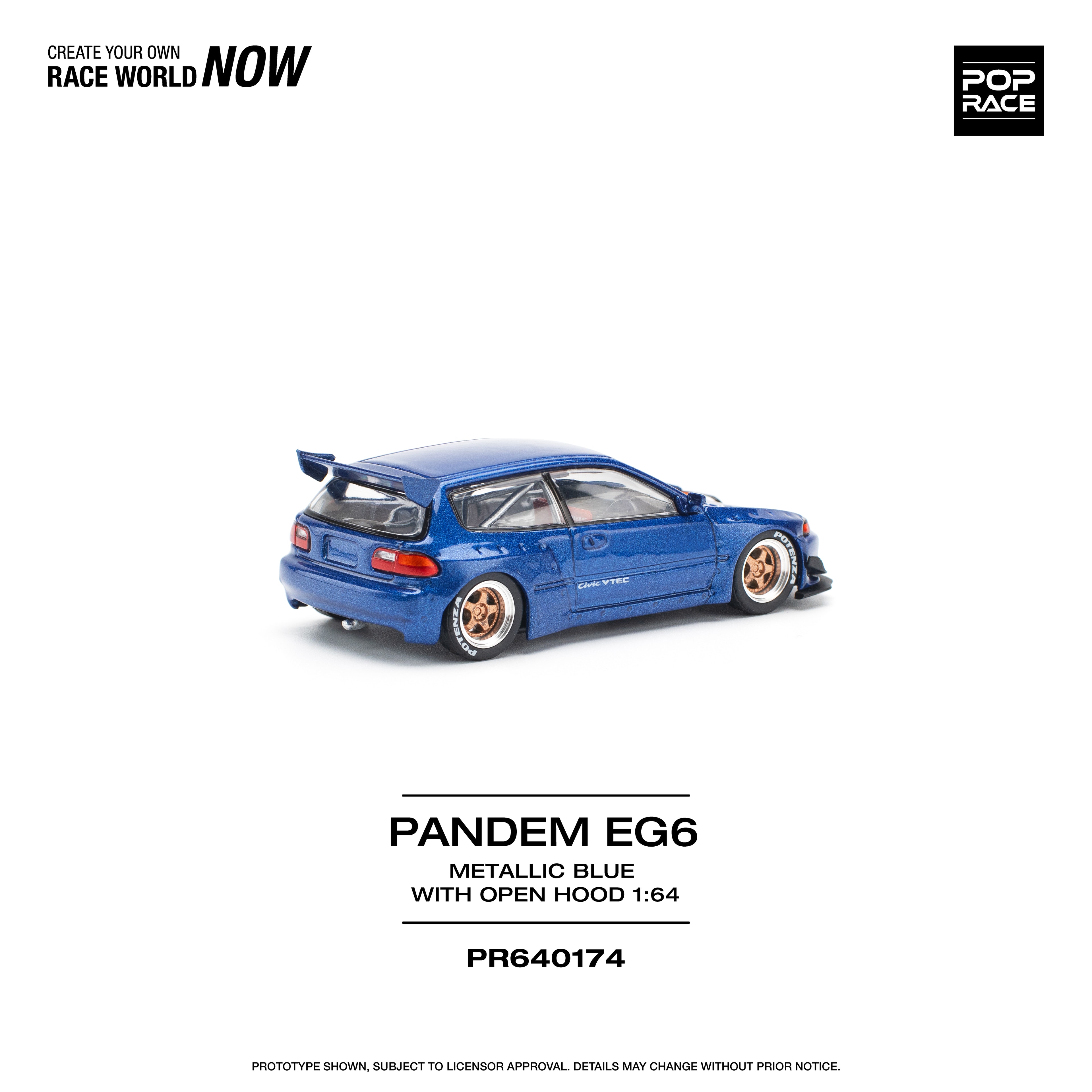 Pop Race Honda Civic EG6 Pandem Metallic Blue