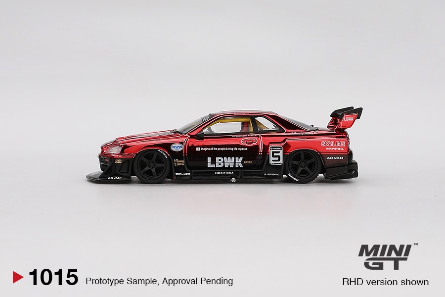 Mini GT LB-ER34 Super Silhouette Nissan Skyline Red Chrome Exclusive Model