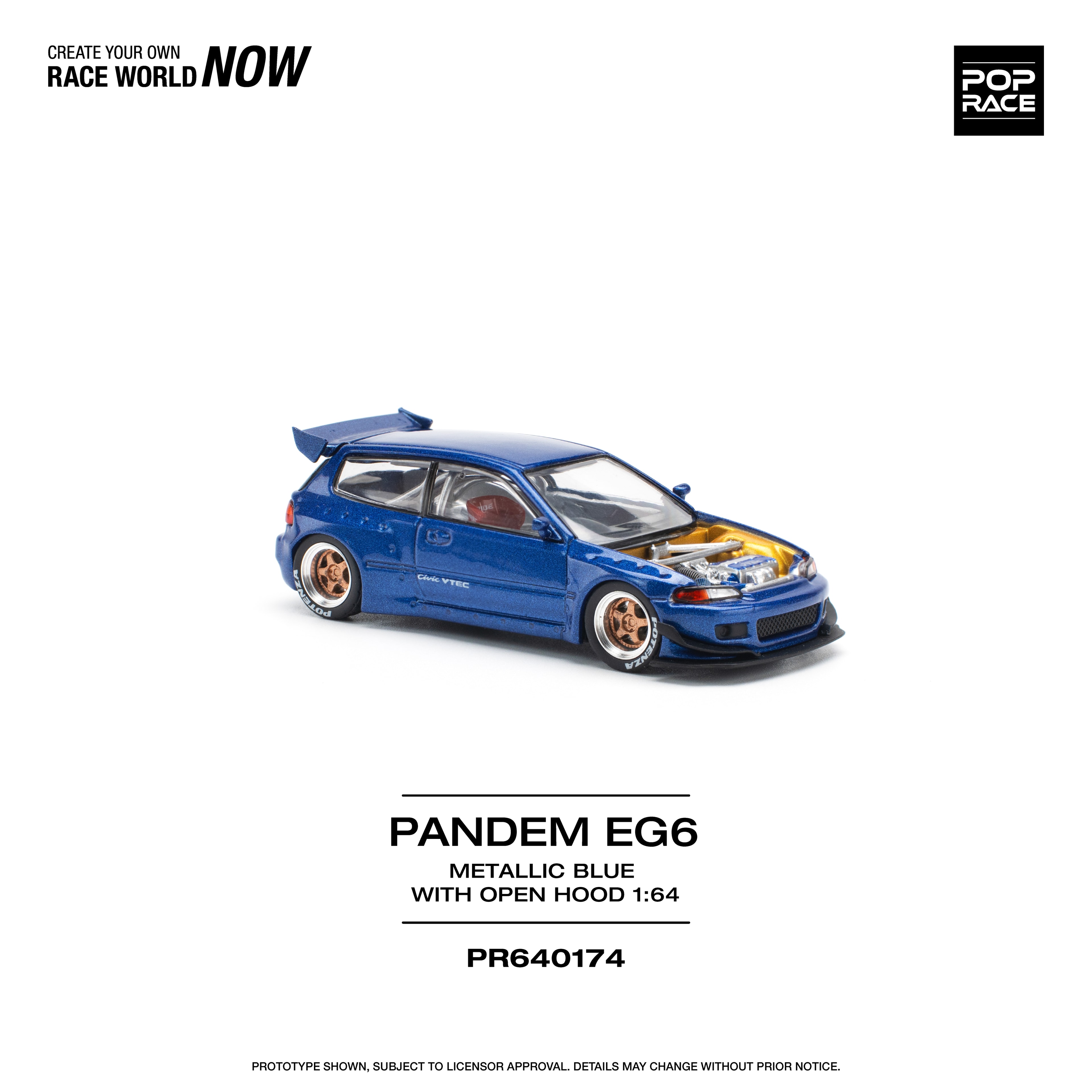 Pop Race Honda Civic EG6 Pandem Metallic Blue