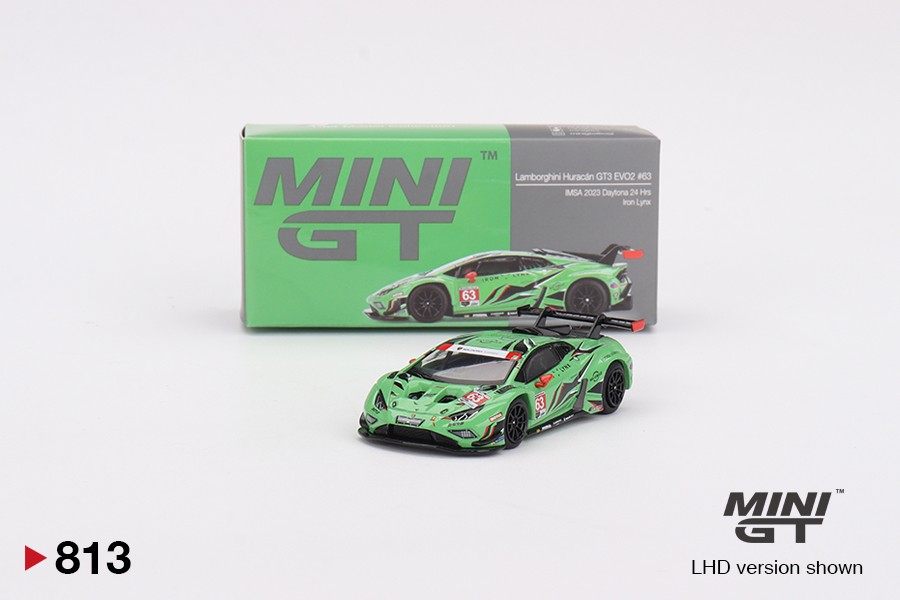 Mini GT Lamborghini Huracán GT3 EVO2 #63 2023 IMSA Daytona 24 Hrs Iron Lynx