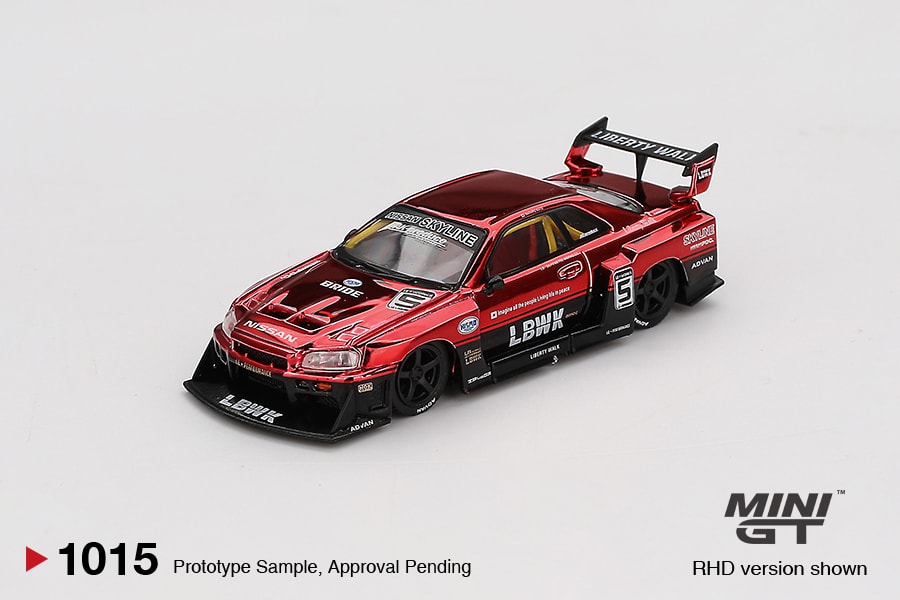 Mini GT LB-ER34 Super Silhouette Nissan Skyline Red Chrome Exclusive Model
