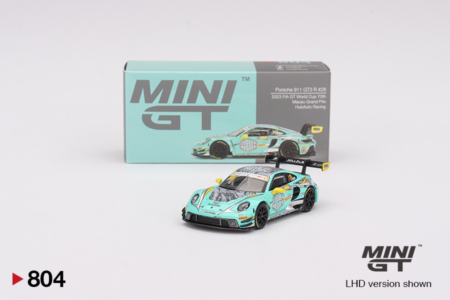 Mini GT Porsche 911 GT3 R #28 2023 FIA GT World Cup 70th Macau Grand Prix HubAuto Racing