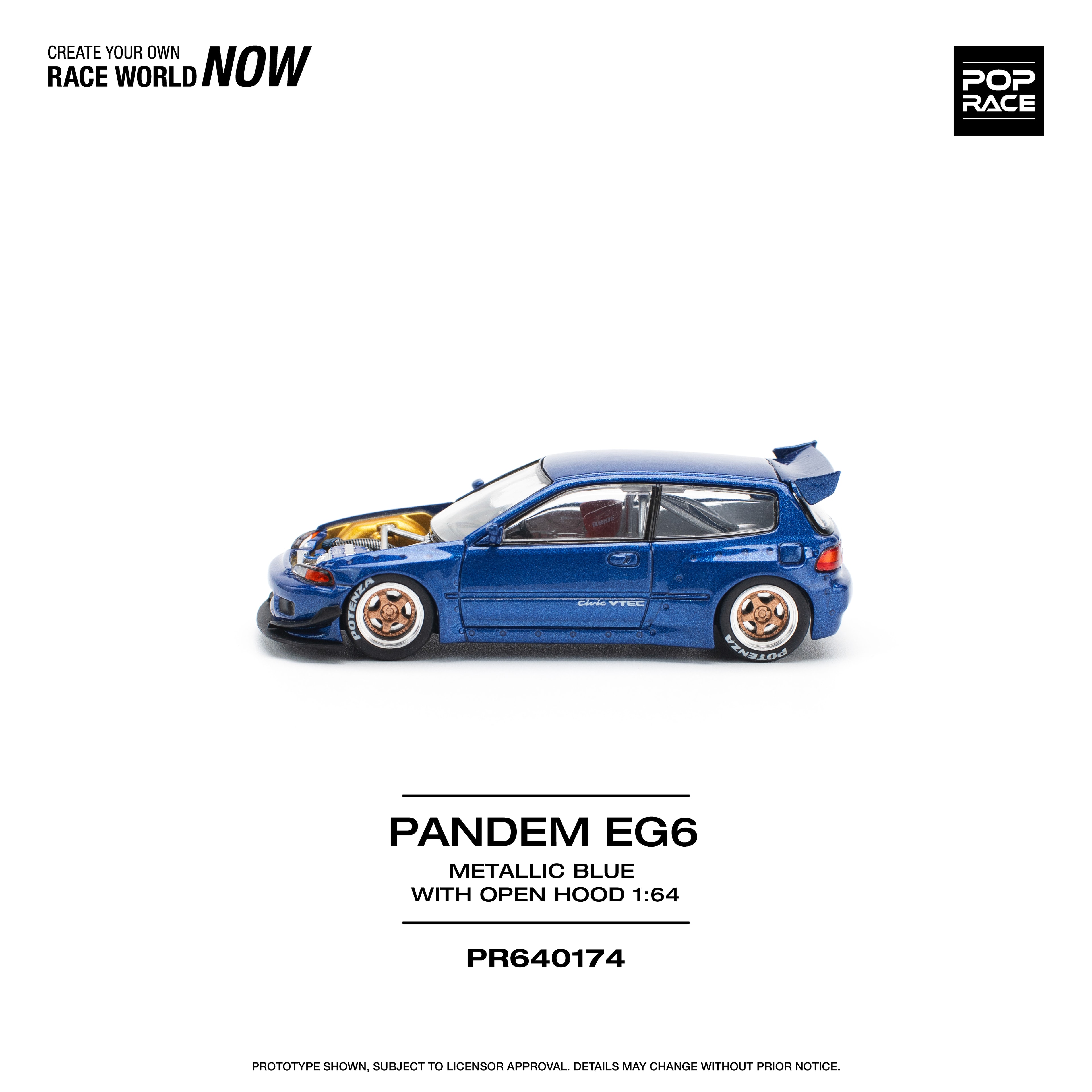 Pop Race Honda Civic EG6 Pandem Metallic Blue