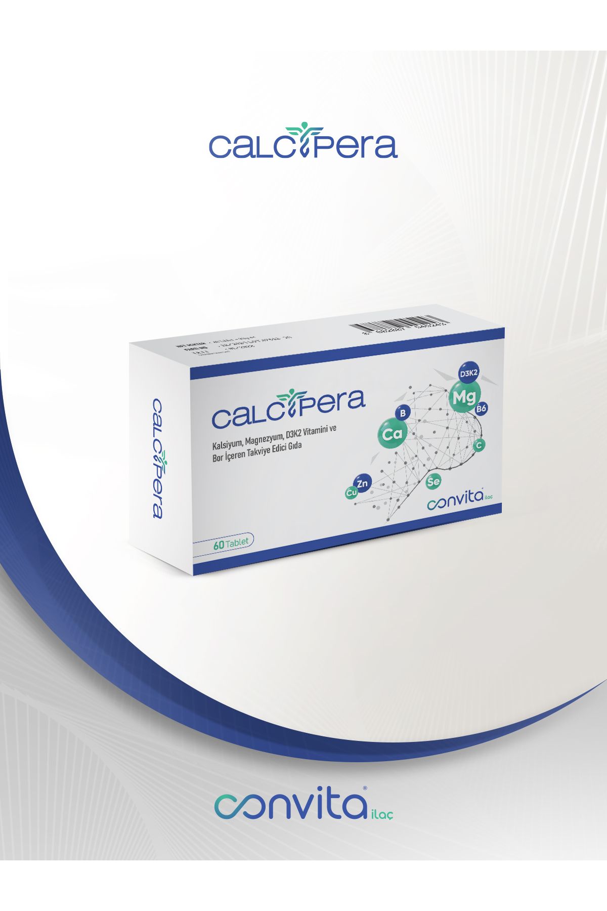 Calcipera Kalsiyum Magnezyum D3k2 ve Bor İçeren 60 Tablet