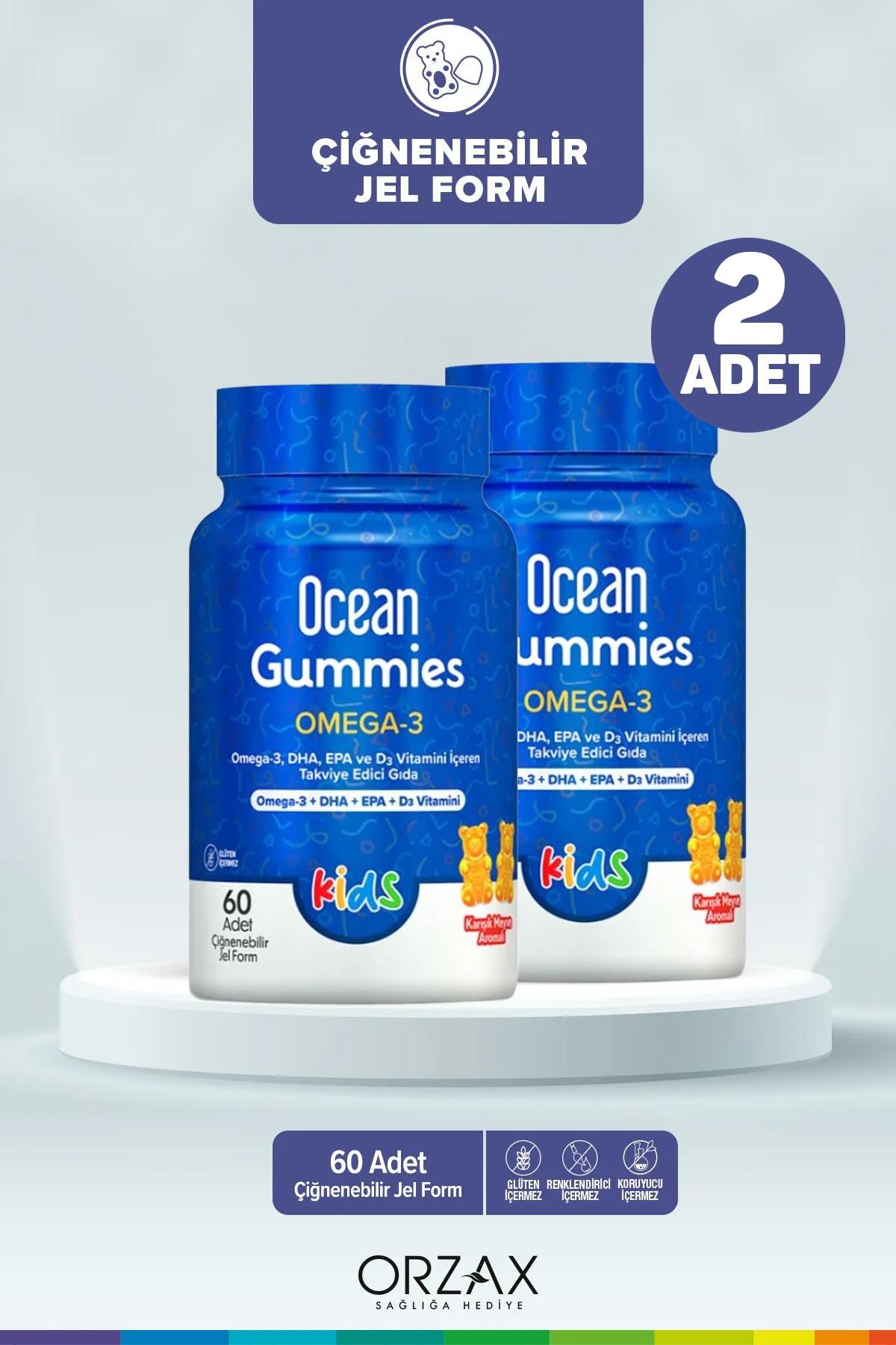 Ocean Gummies Omega 3 60 Adet Çiğnenebilir Jel Form 2 Adet